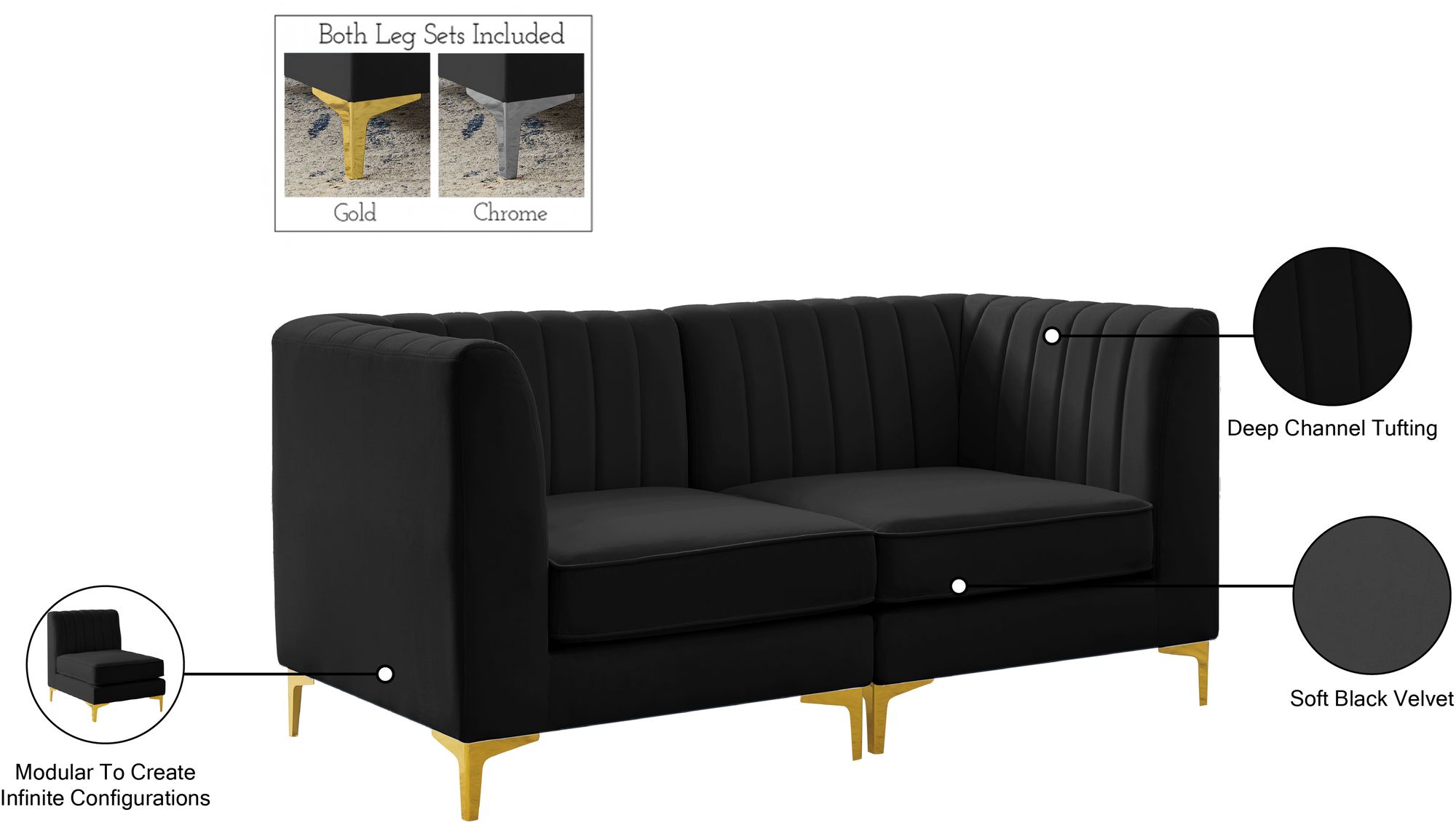 Alina 67" Velvet Modular Sofa