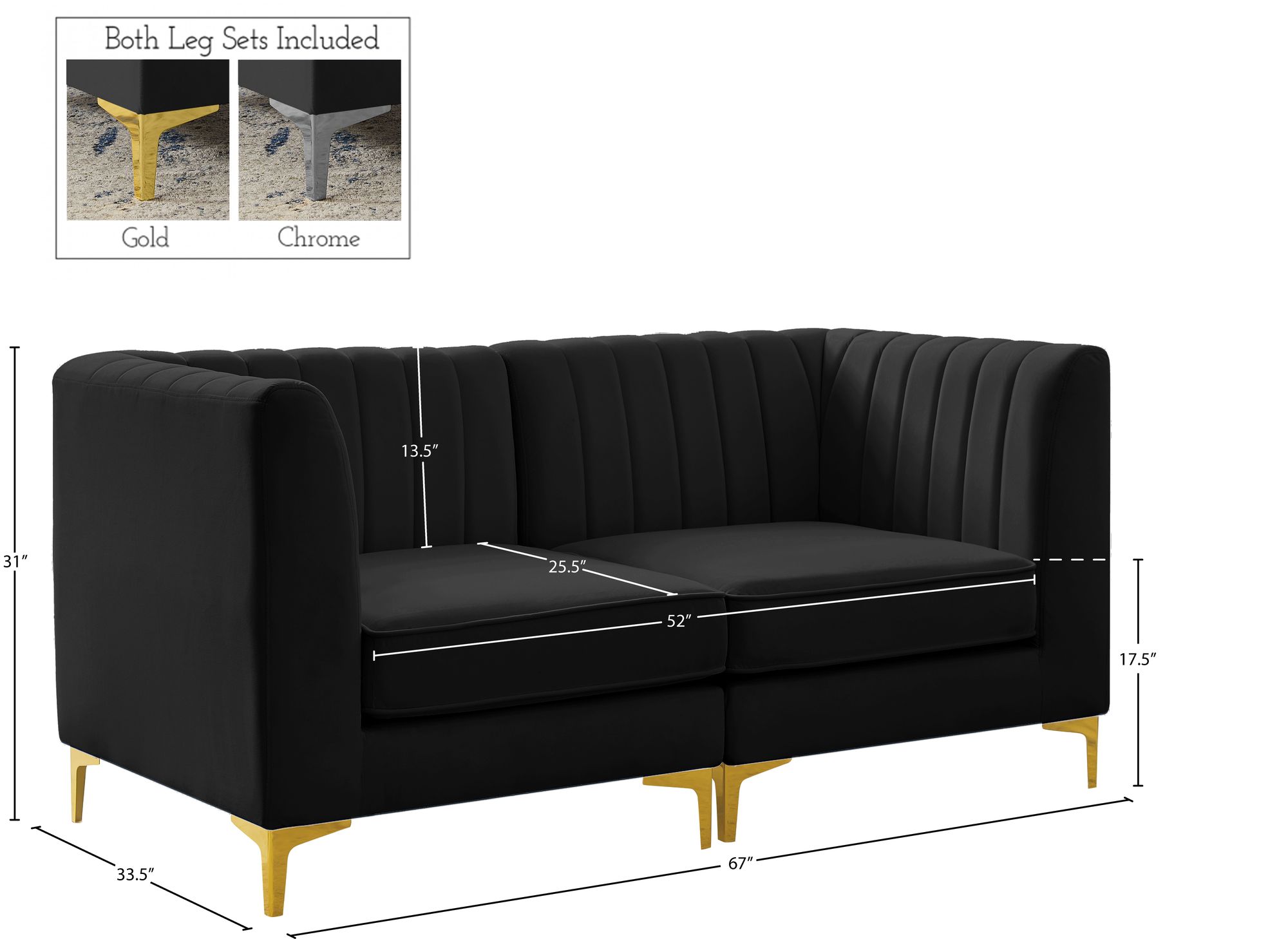 Alina 67" Velvet Modular Sofa
