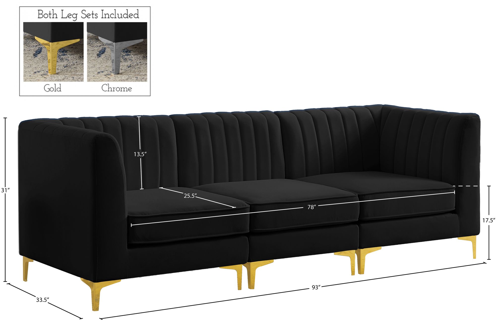 Alina 93" Velvet Modular Sofa