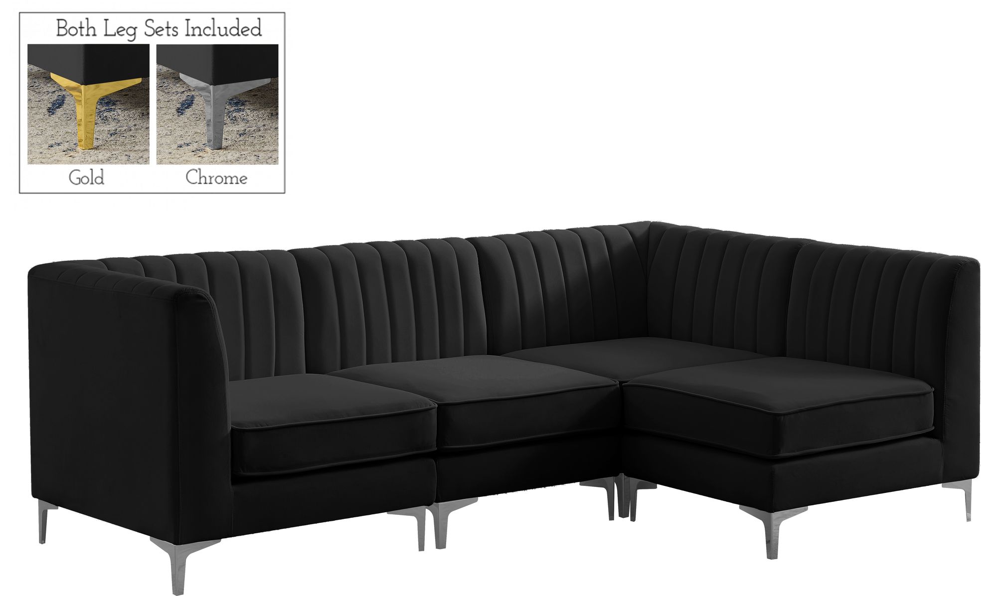 Alina 93" 4-Piece Velvet Modular Sectional