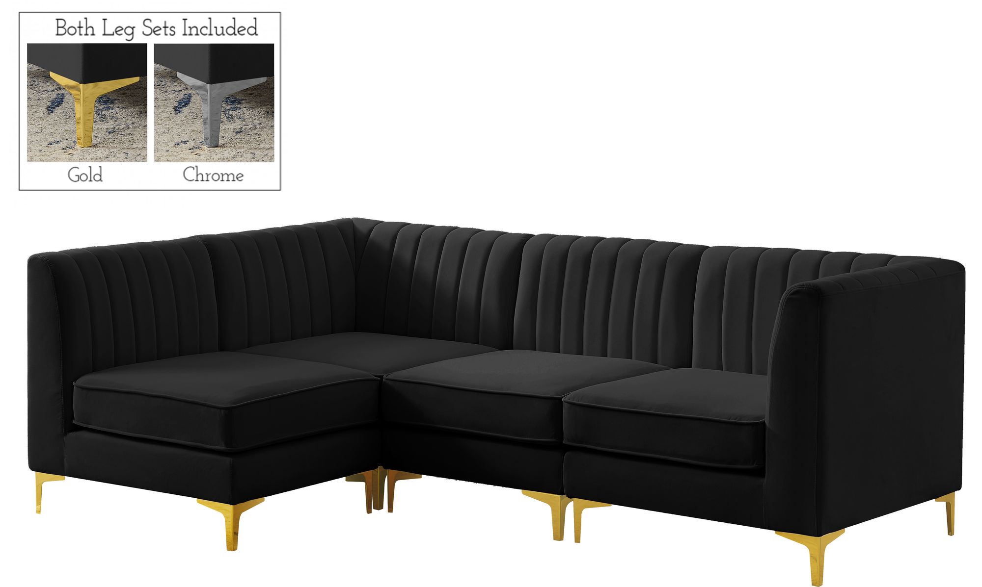 Alina 93" 4-Piece Velvet Modular Sectional