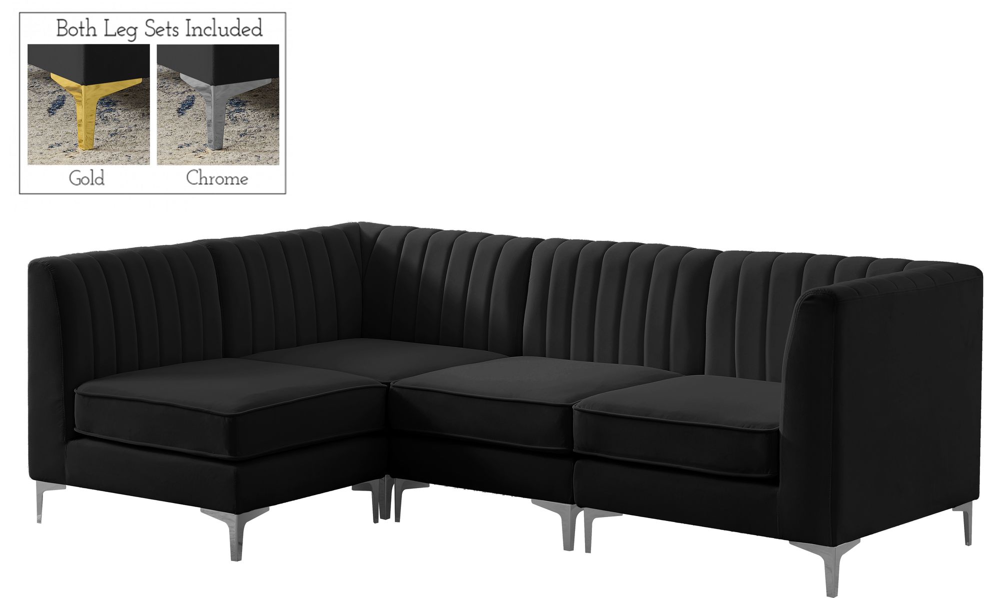 Alina 93" 4-Piece Velvet Modular Sectional