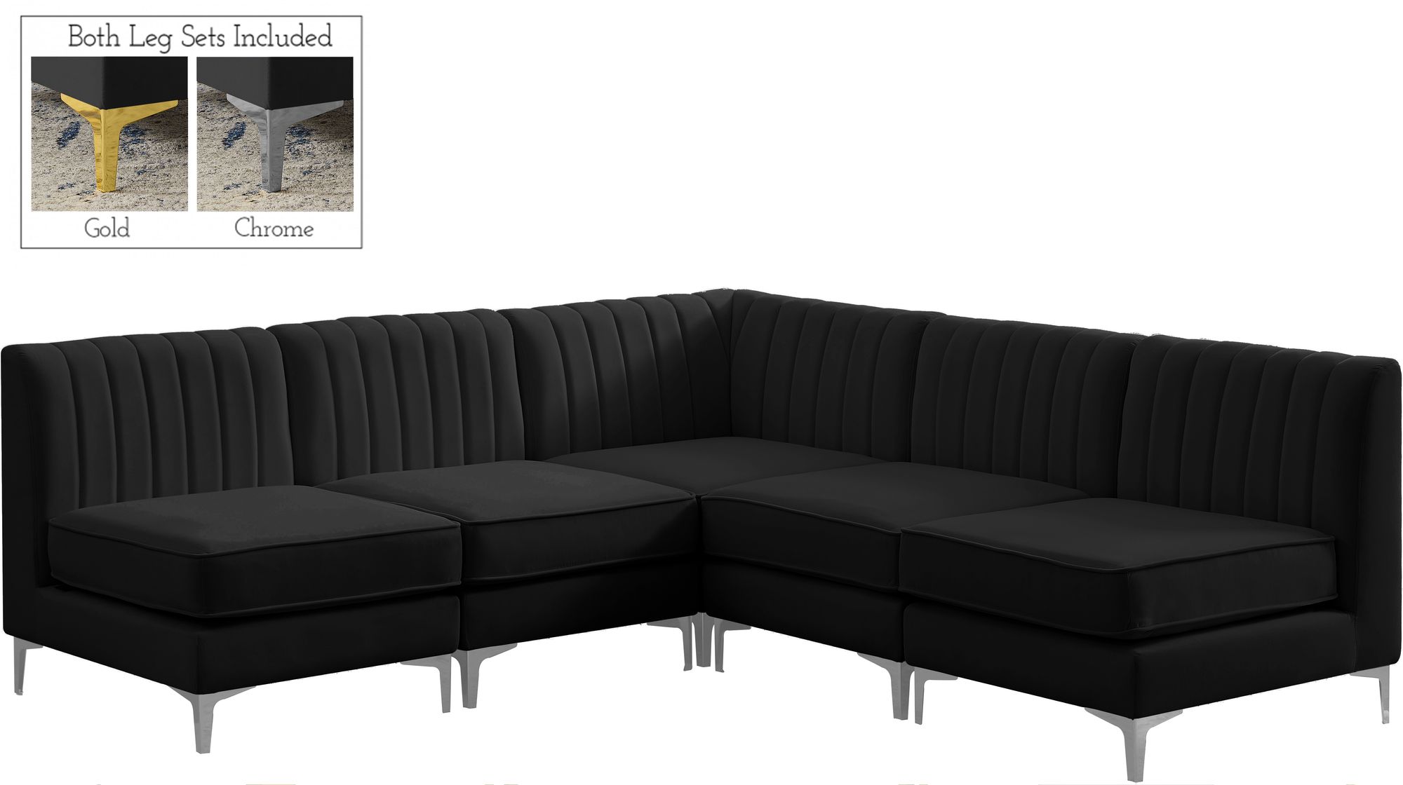 Alina 85.5" 5-Piece Velvet Modular Sectional
