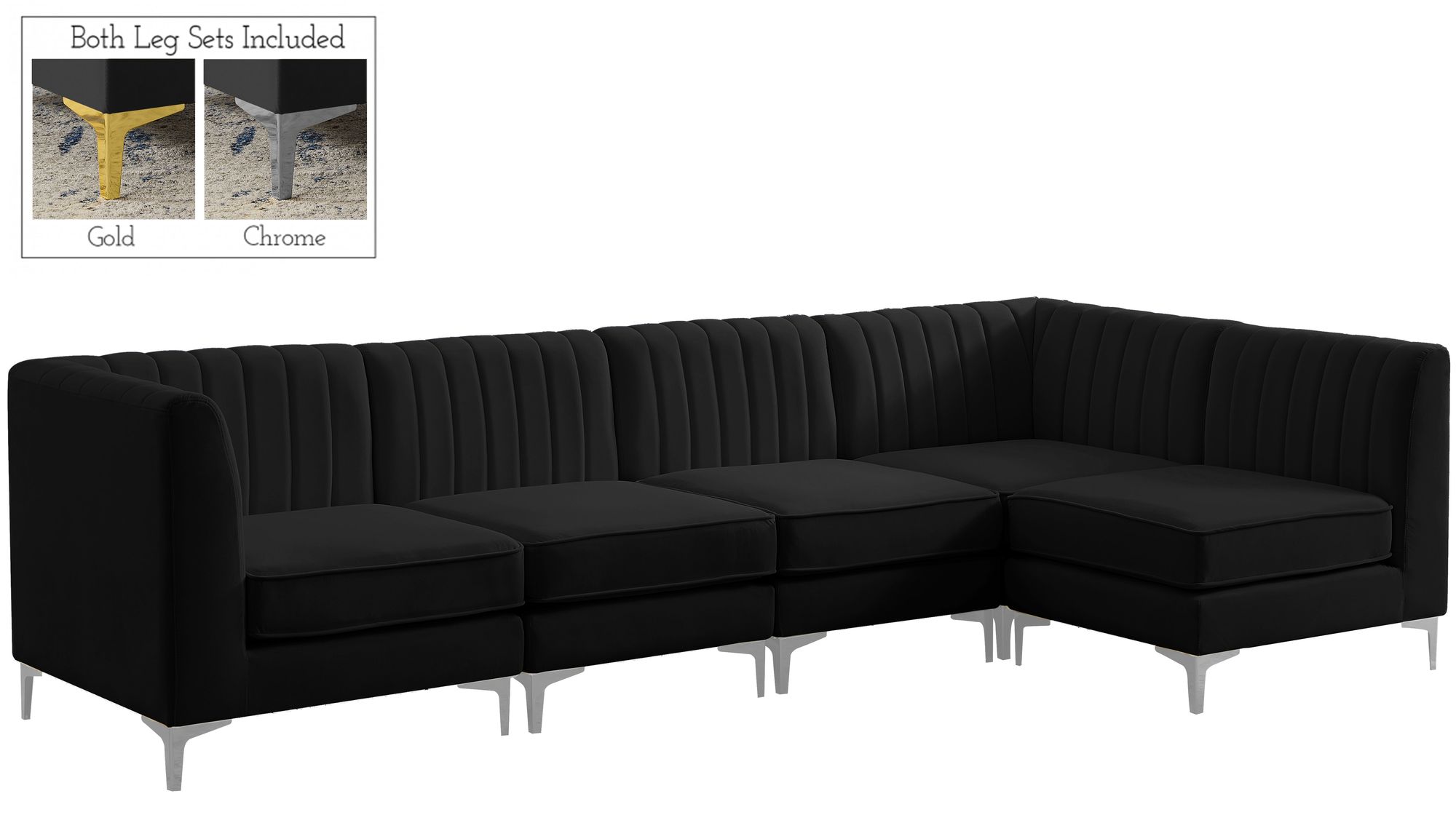 Alina 119" 5-Piece Velvet Modular Sectional