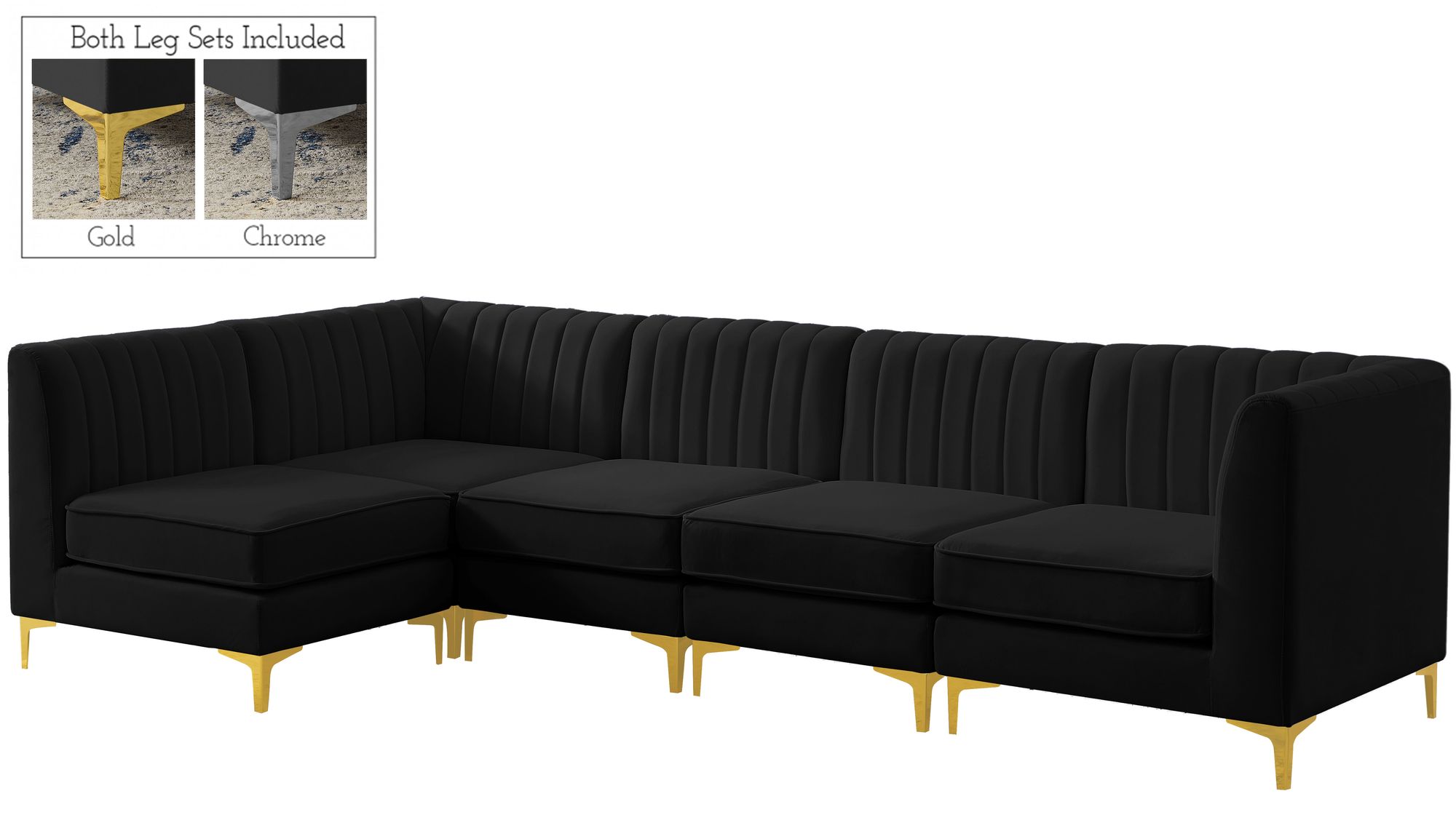 Alina 119" 5-Piece Velvet Modular Sectional