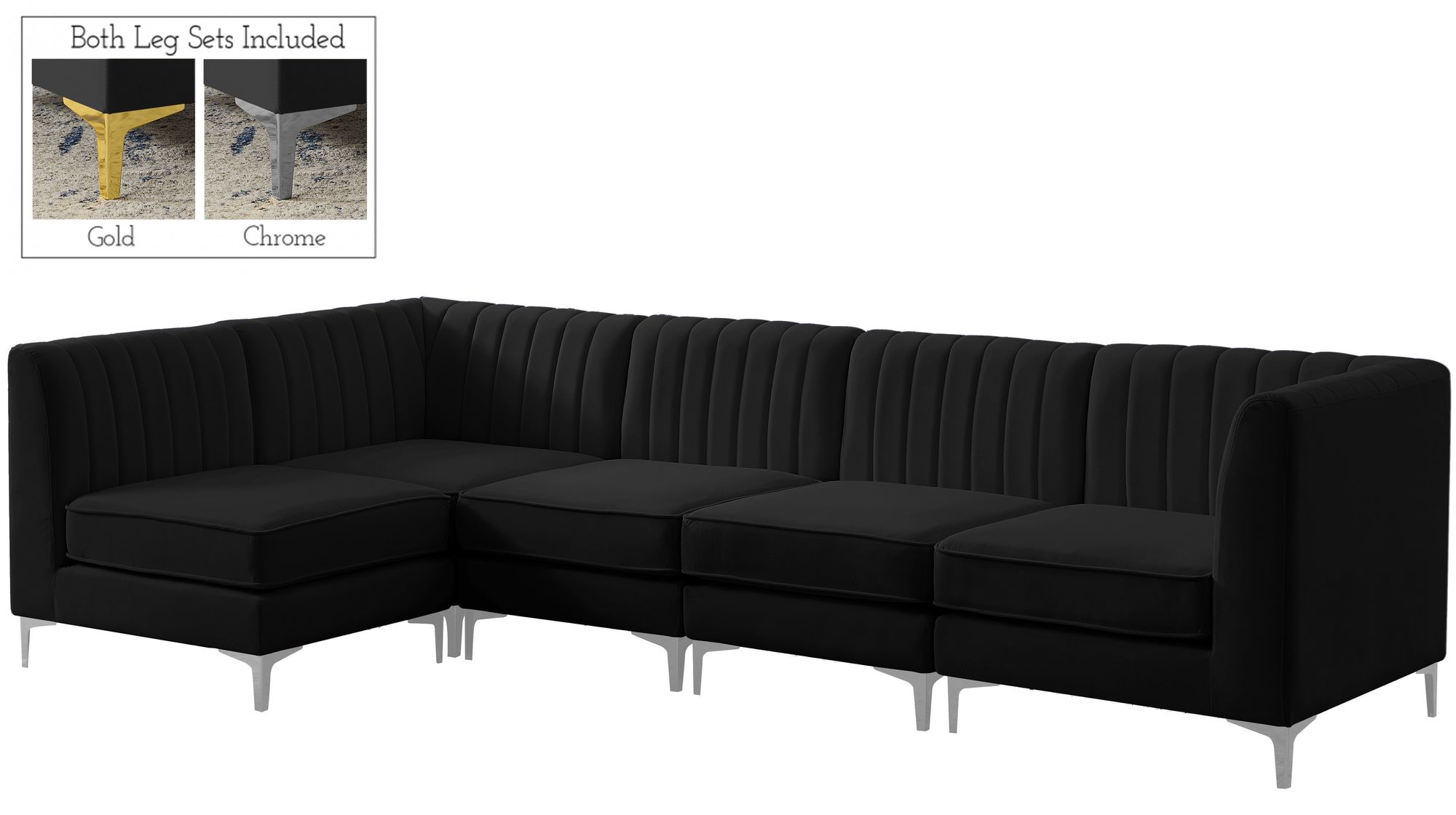 Alina 119" 5-Piece Velvet Modular Sectional