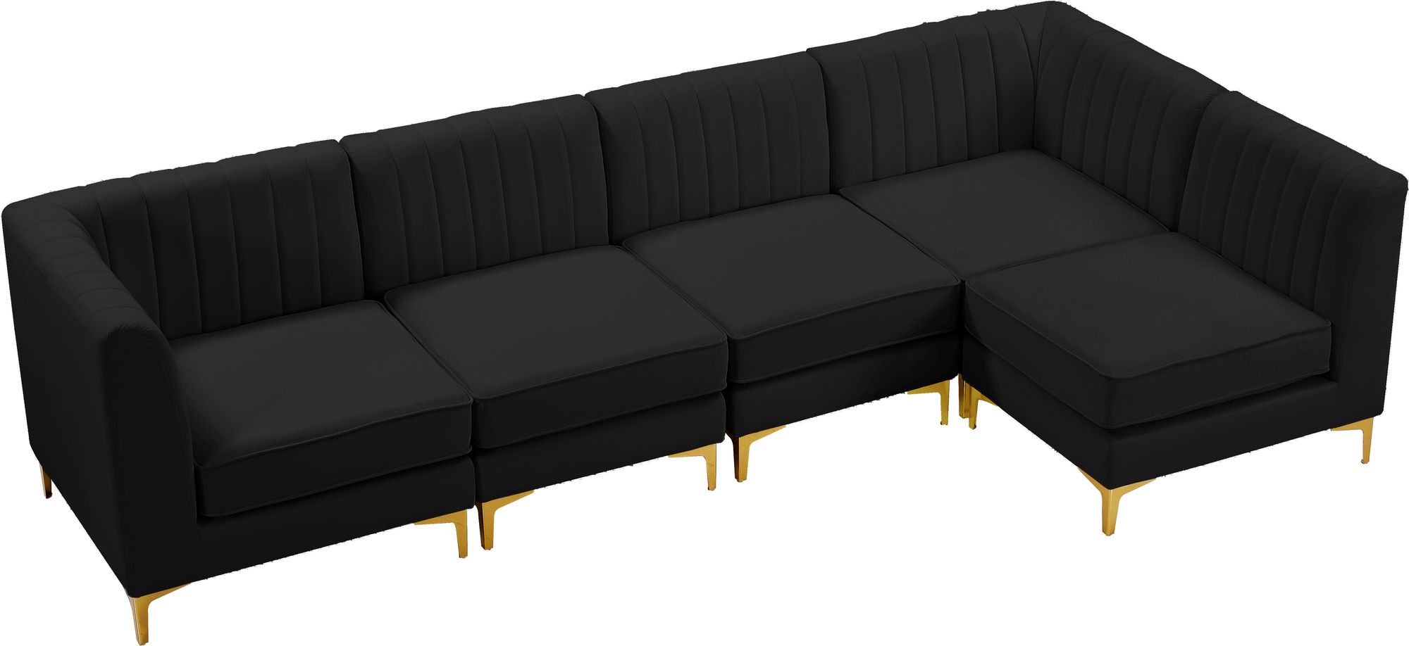 Alina 119" 5-Piece Velvet Modular Sectional