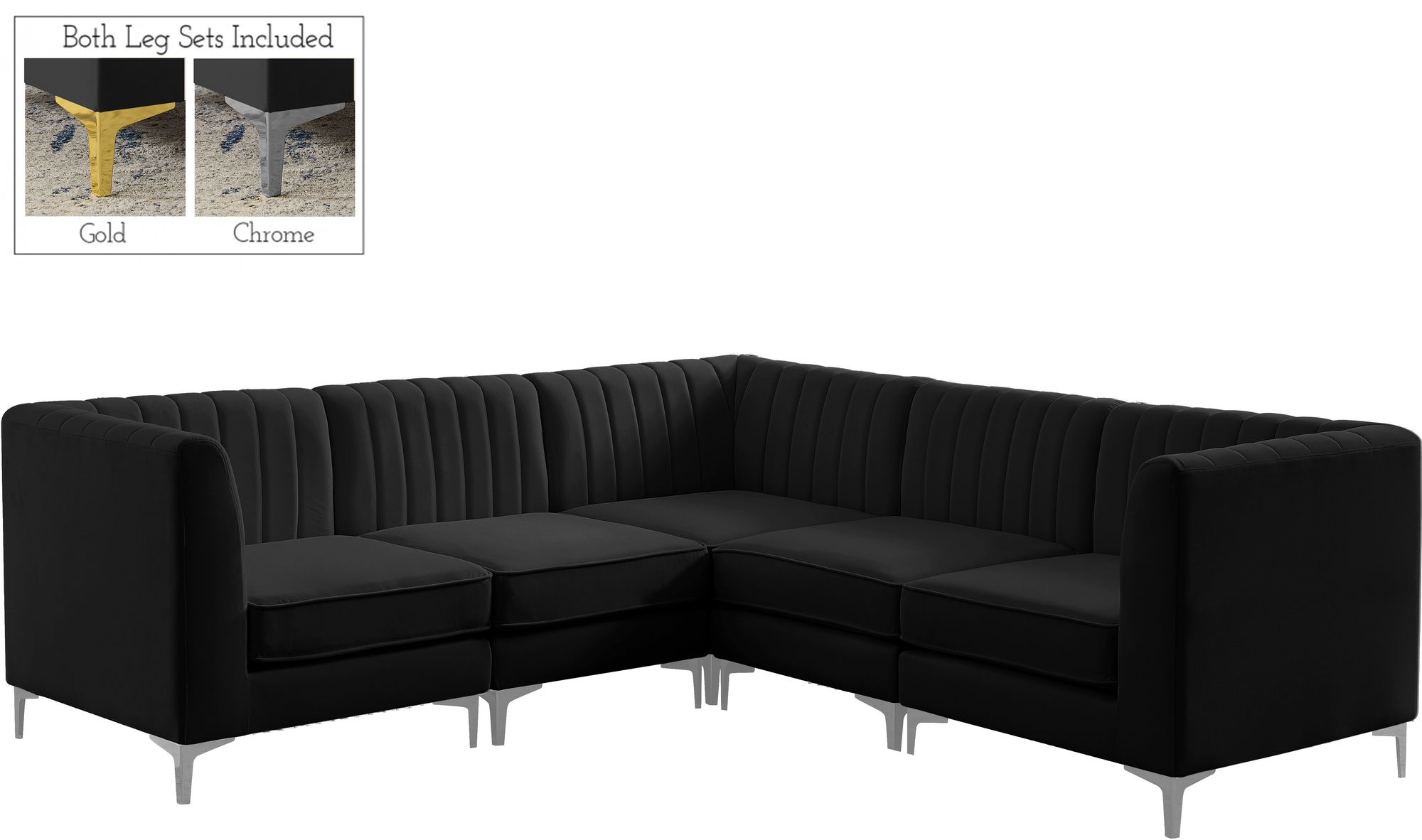 Alina 93" 5-Piece Velvet Modular Sectional