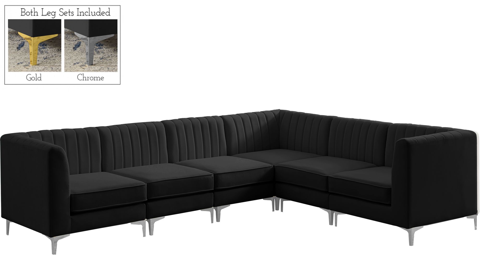 Alina 119" 6-Piece Velvet Modular Sectional