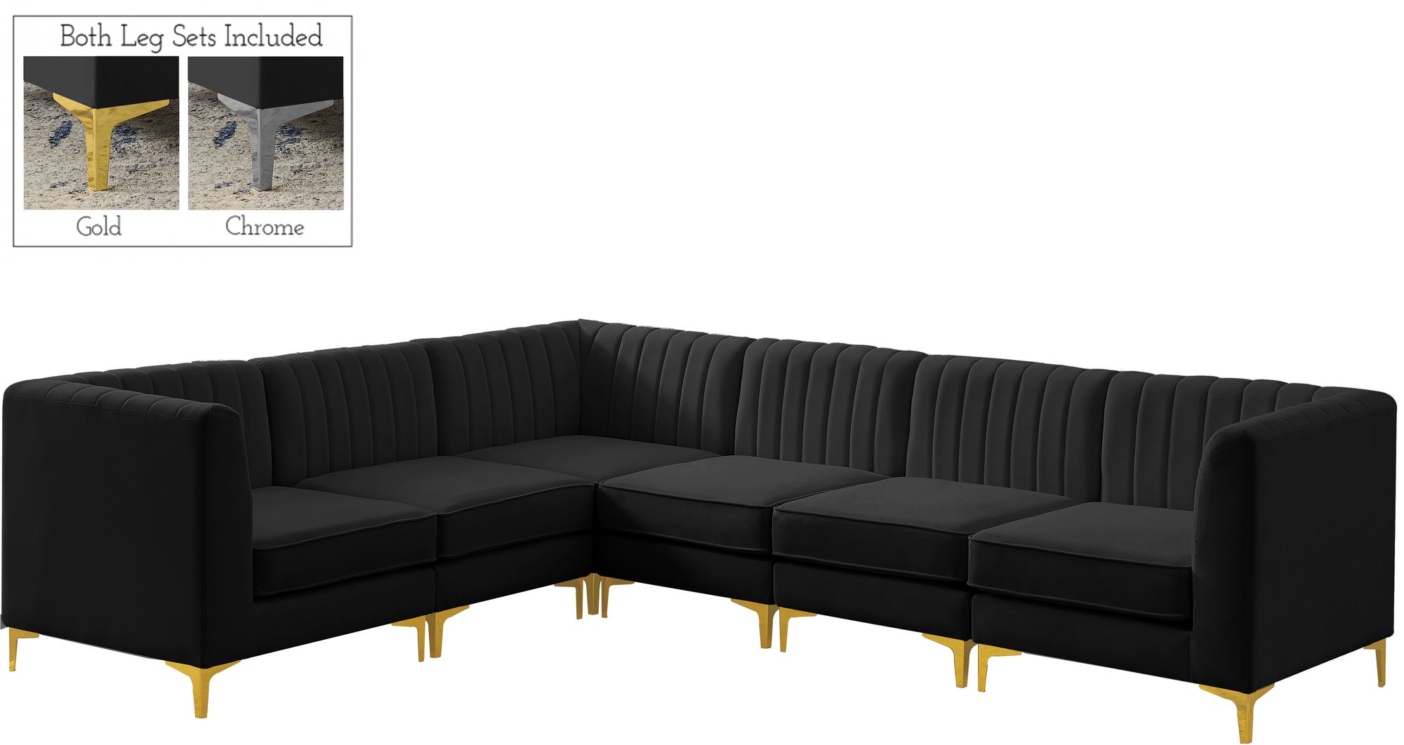 Alina 119" 6-Piece Velvet Modular Sectional