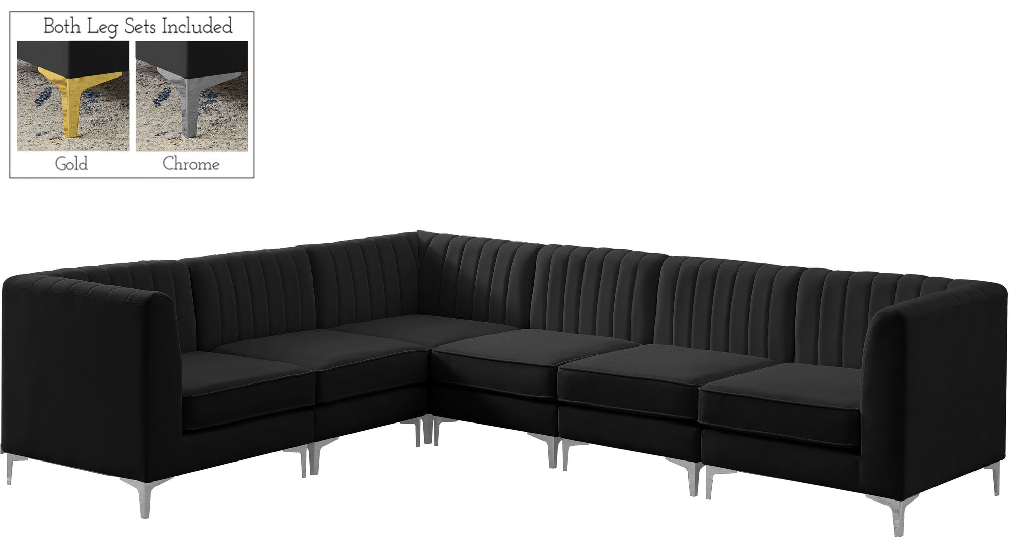 Alina 119" 6-Piece Velvet Modular Sectional