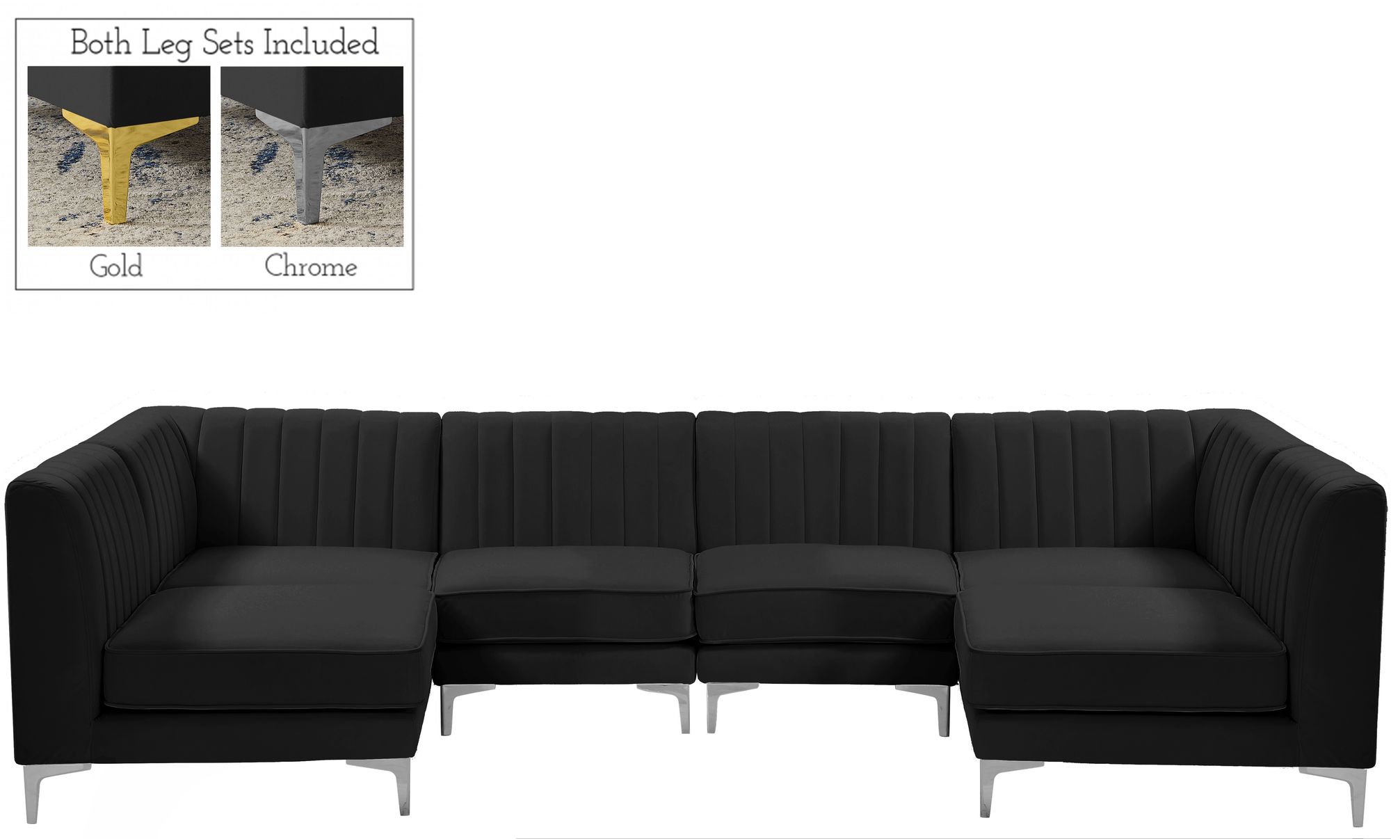 Alina 119" 6-Piece Velvet Modular U-Shape Sectional