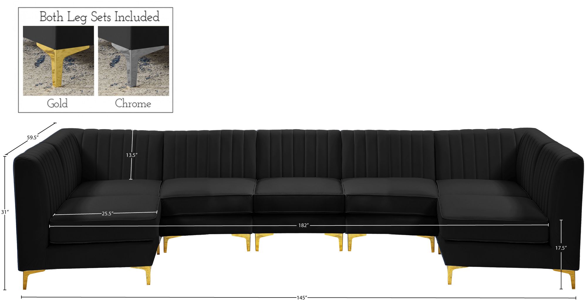 Alina 145" 7-Piece Velvet Modular Sectional