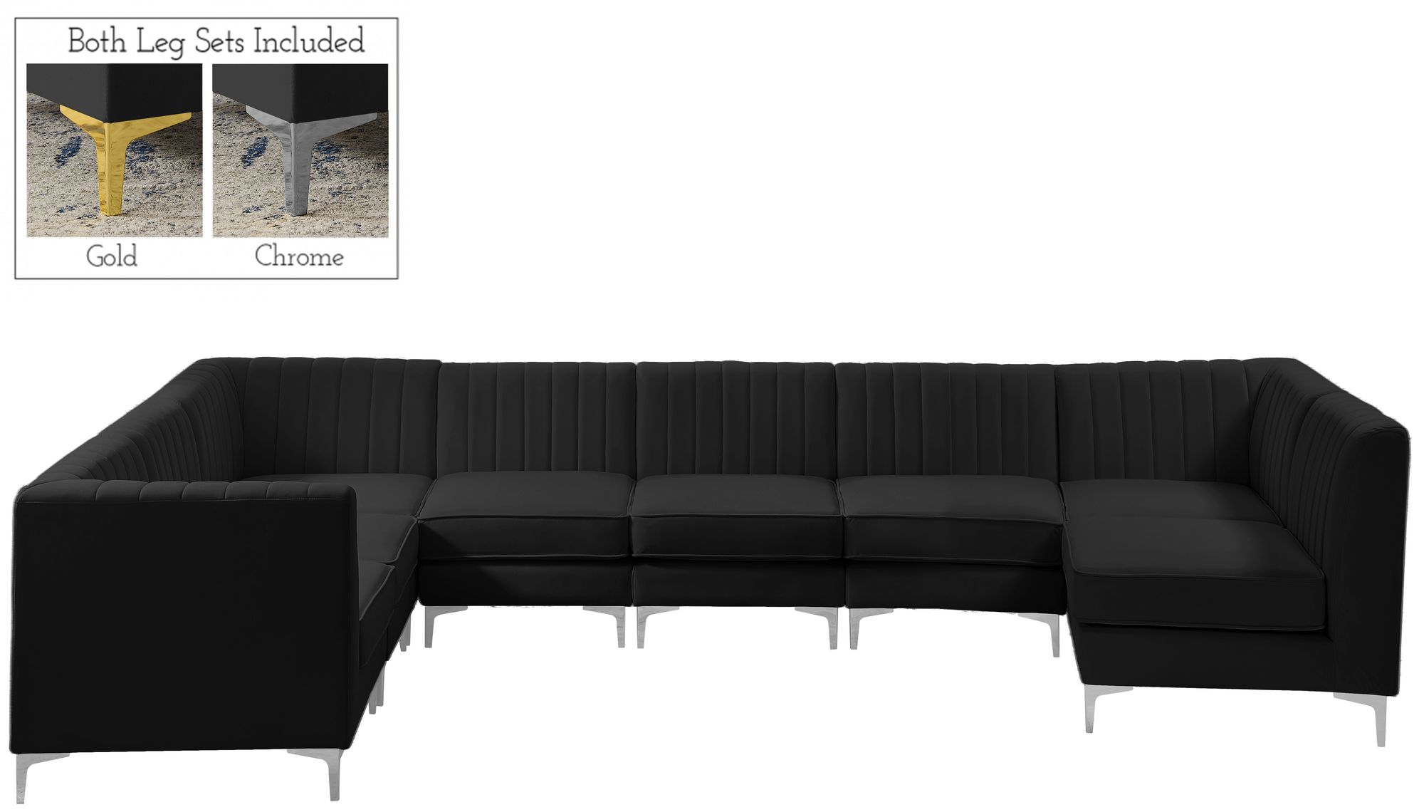 Alina 119" x 119" 8-Piece Velvet Modular Sectional