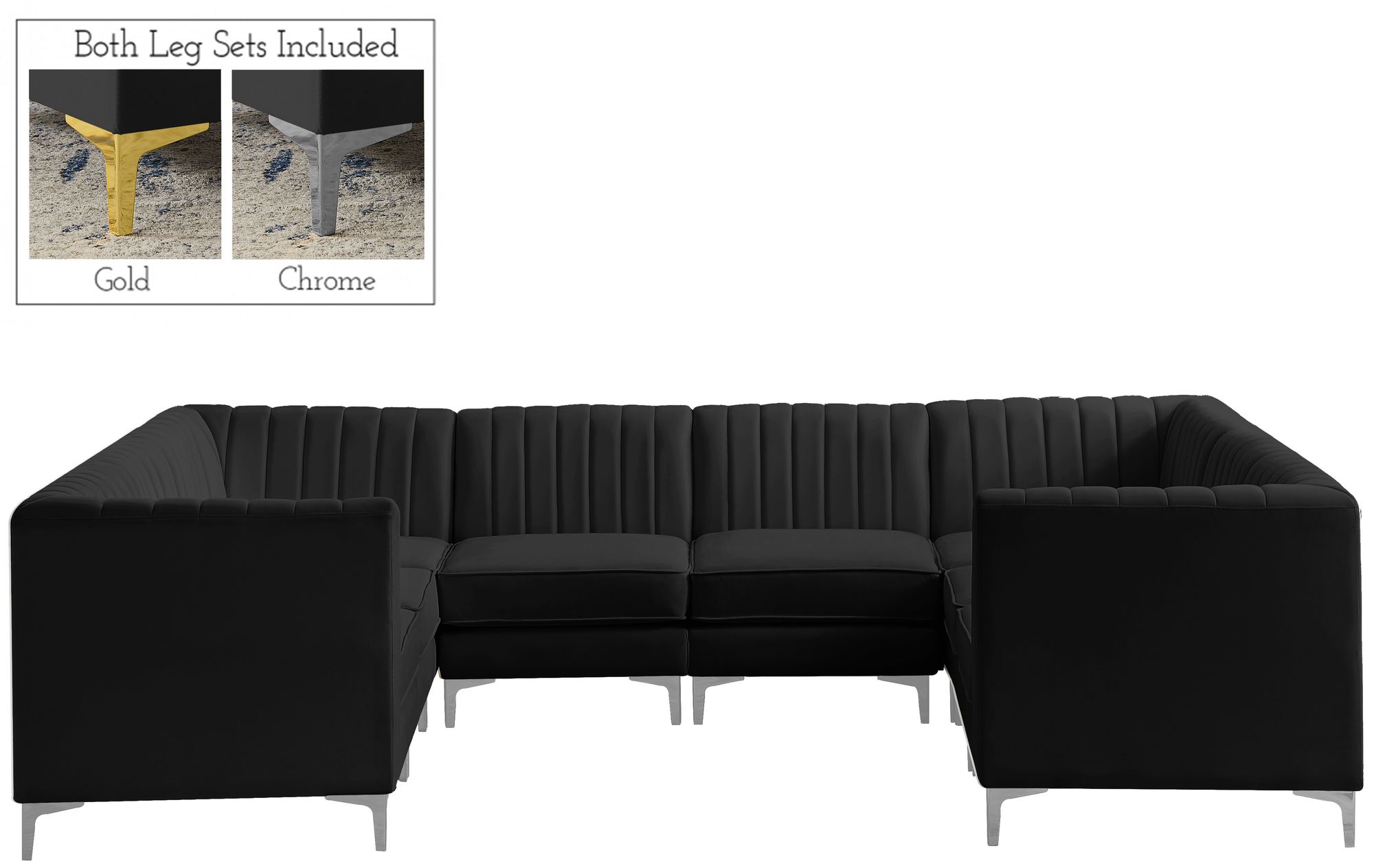 Alina 119" x 93" 8-Piece Velvet Modular Sectional