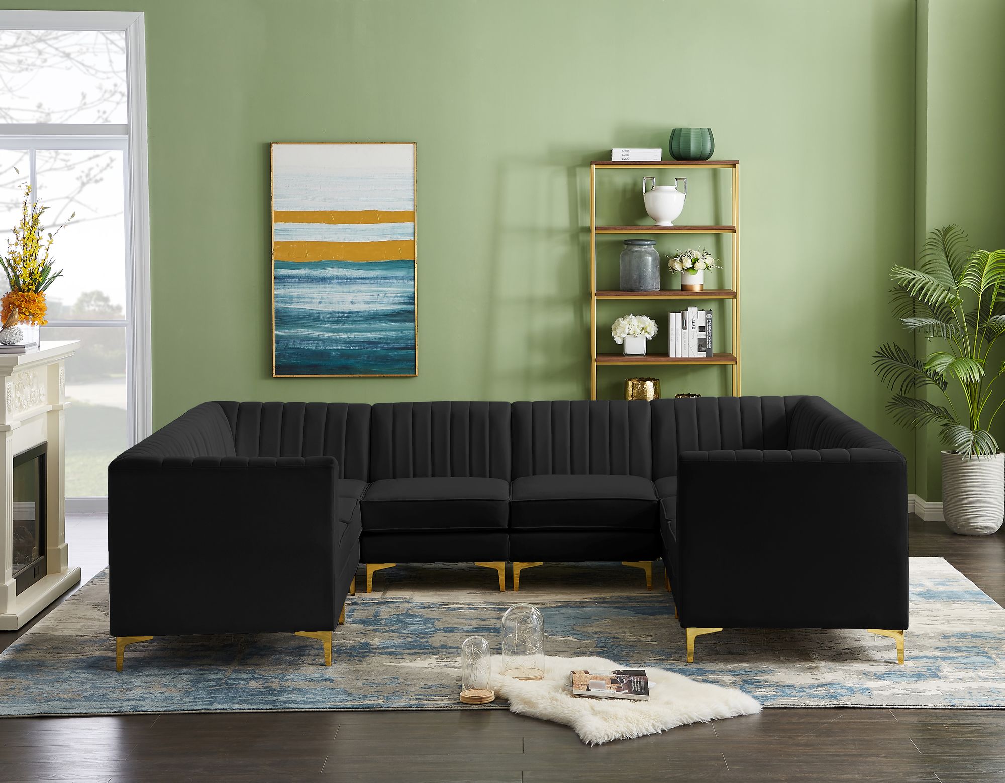Alina 119" x 93" 8-Piece Velvet Modular Sectional