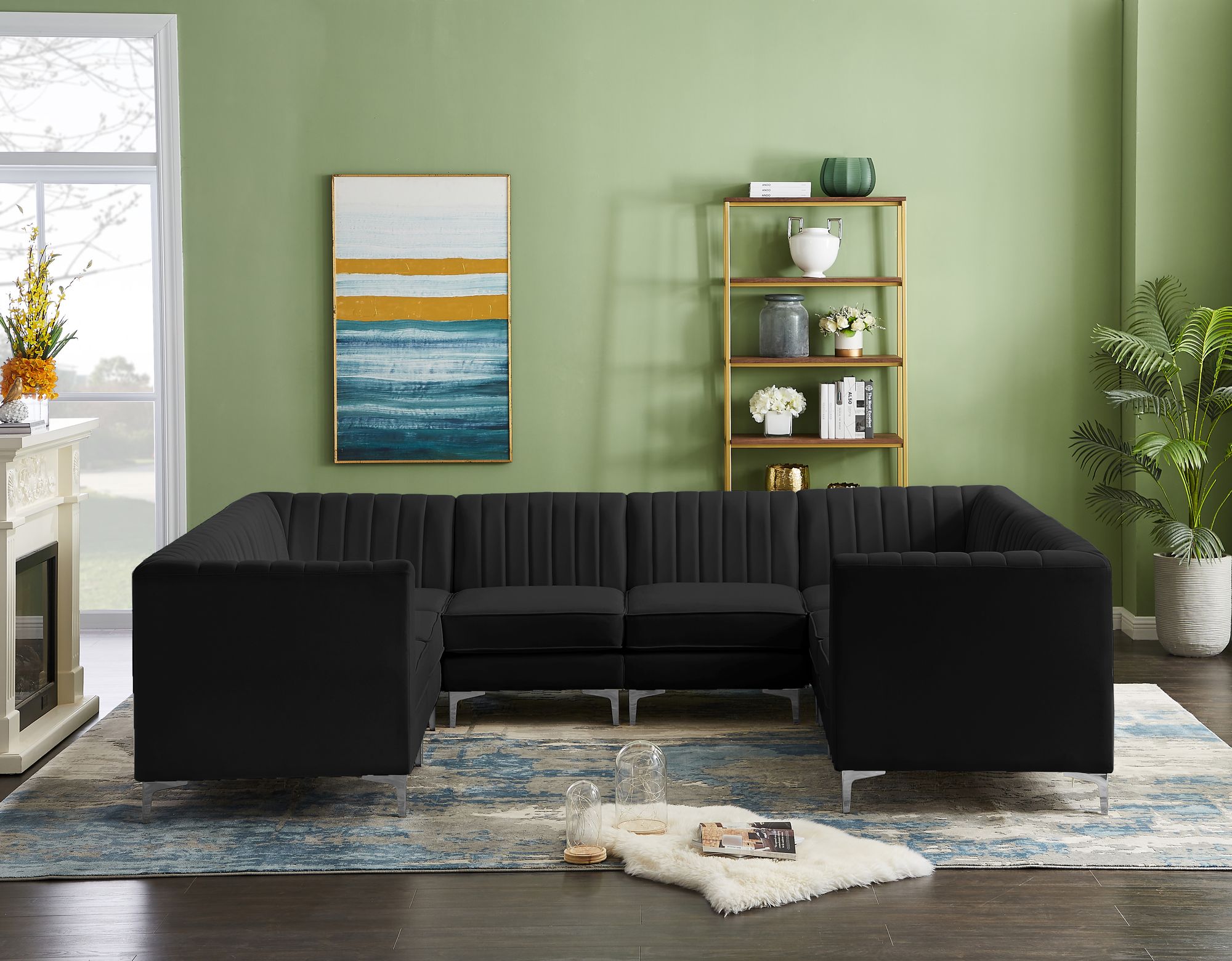 Alina 119" x 93" 8-Piece Velvet Modular Sectional