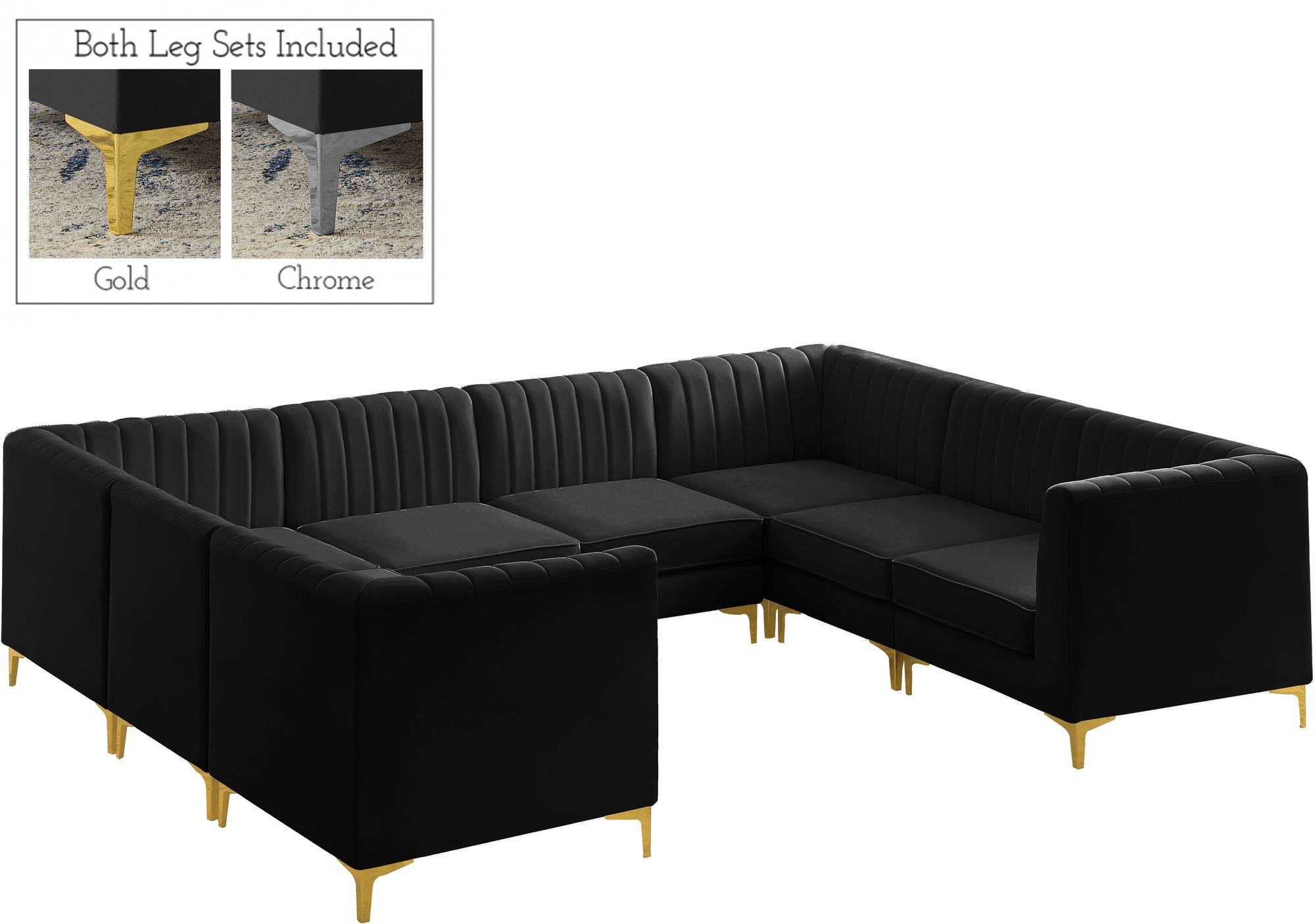 Alina 119" x 93" 8-Piece Velvet Modular Sectional