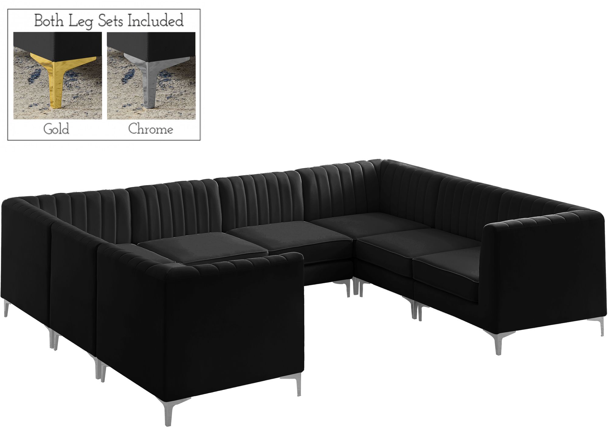 Alina 119" x 93" 8-Piece Velvet Modular Sectional