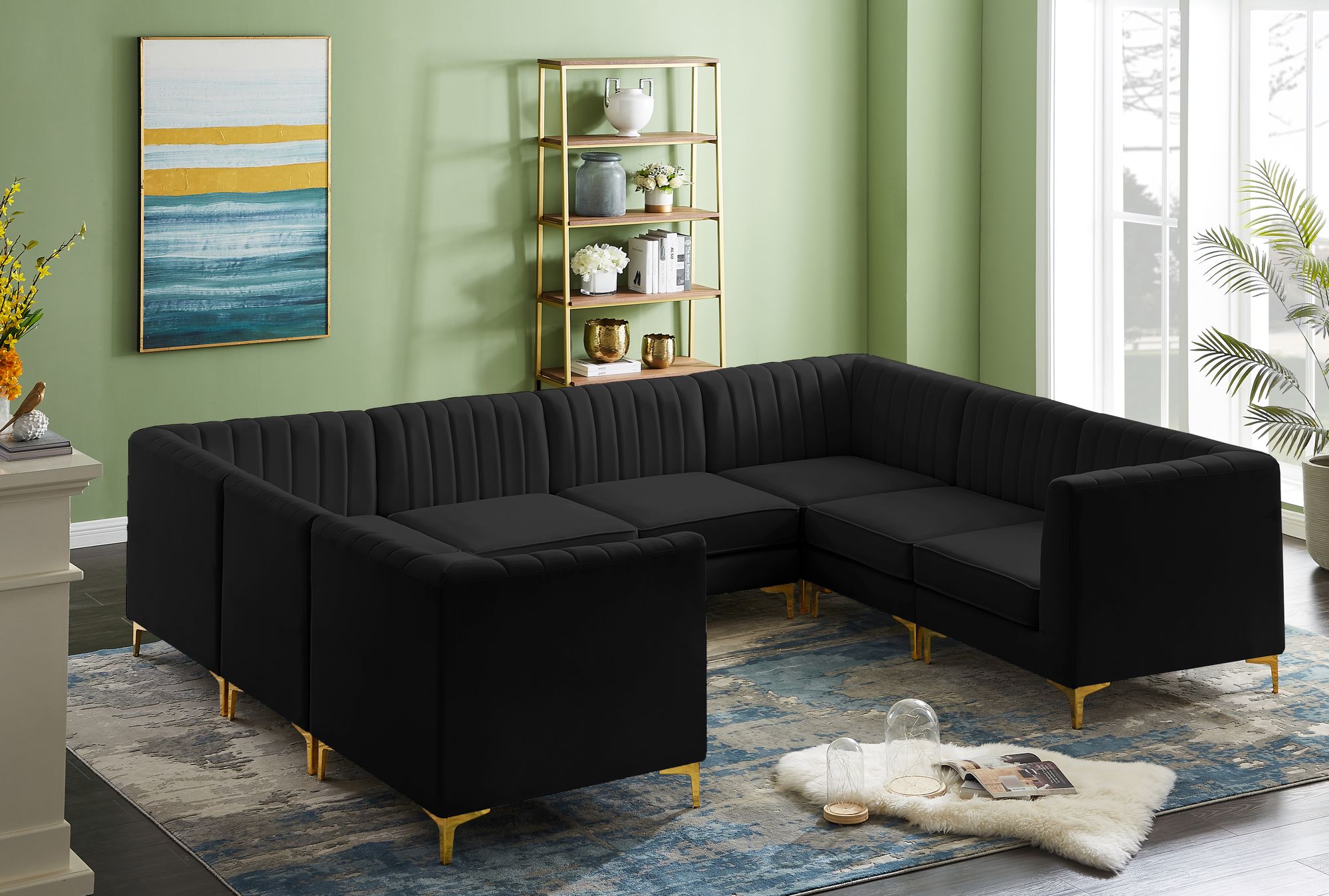 Alina 119" x 93" 8-Piece Velvet Modular Sectional