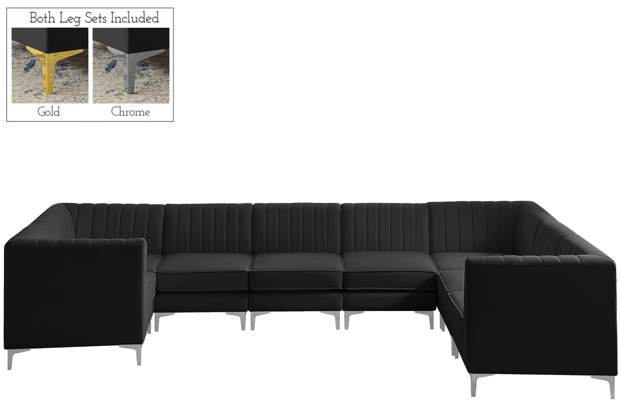 Alina 145" x 93" 8-Piece Velvet Modular Sectional