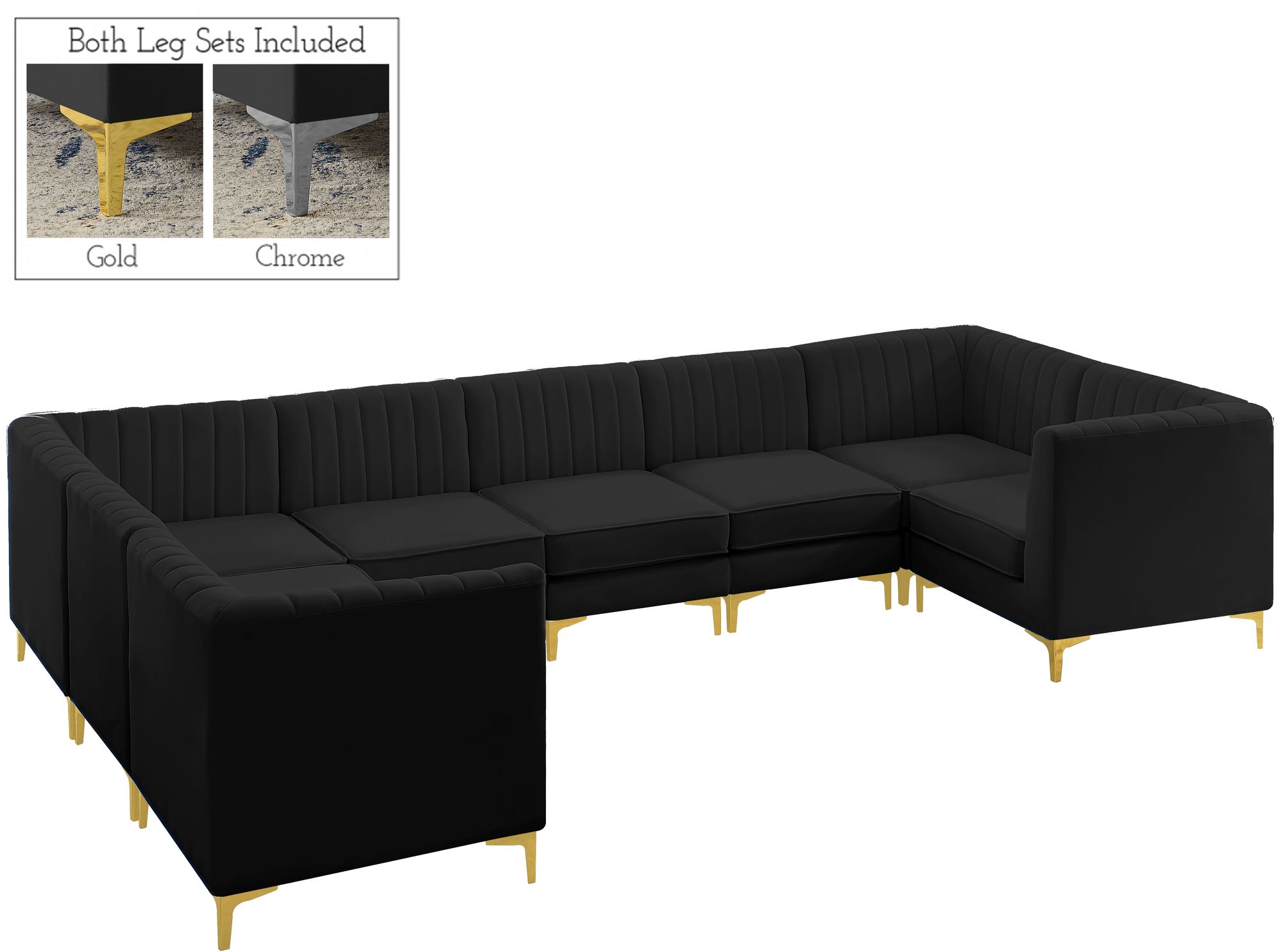 Alina 145" x 93" 8-Piece Velvet Modular Sectional