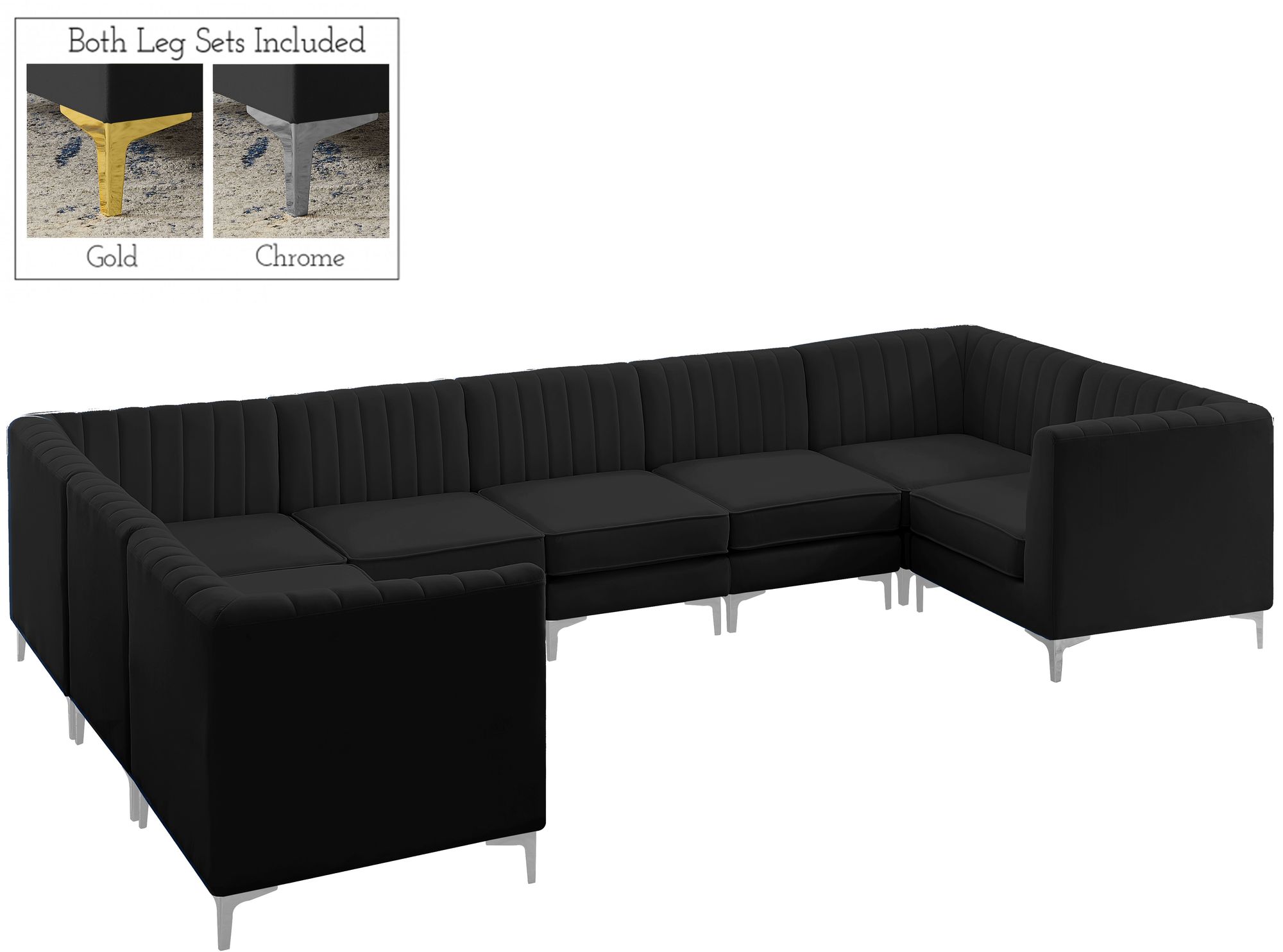 Alina 145" x 93" 8-Piece Velvet Modular Sectional