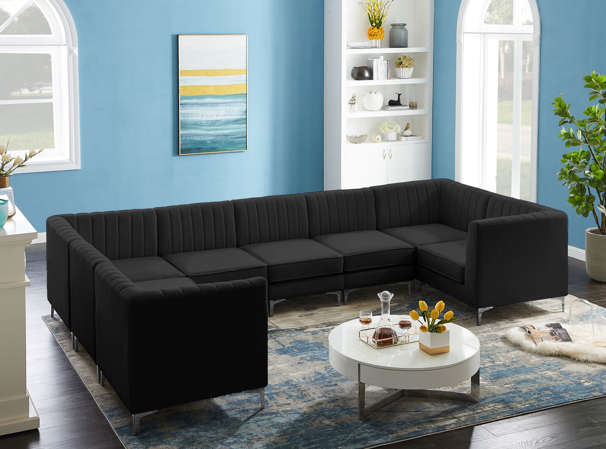 Alina 145" x 93" 8-Piece Velvet Modular Sectional