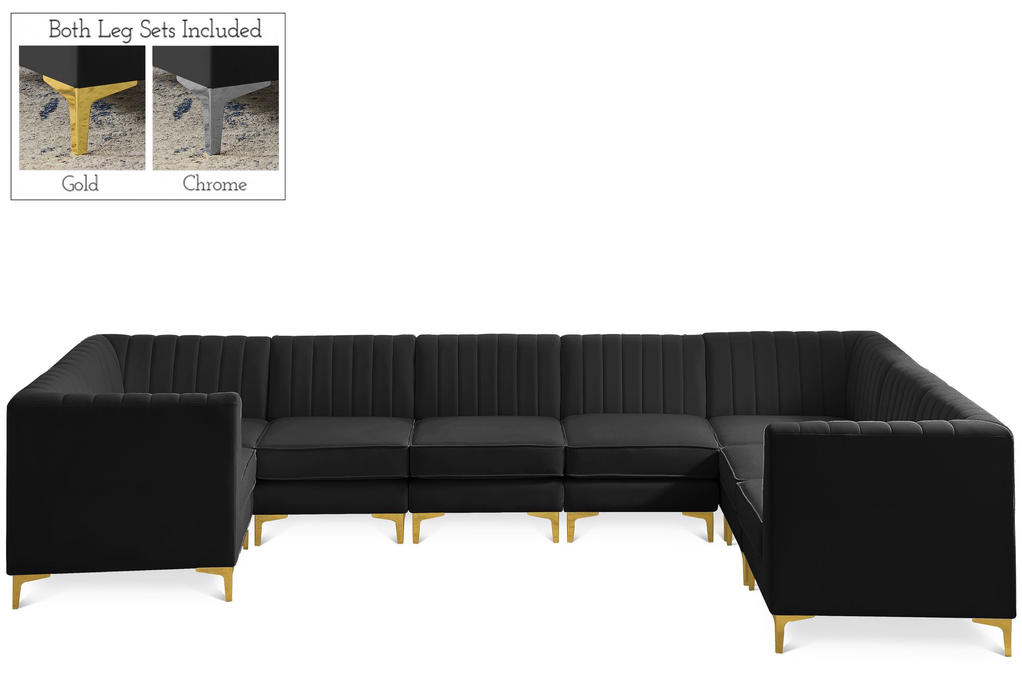 Alina 145" x 93" 8-Piece Velvet Modular Sectional