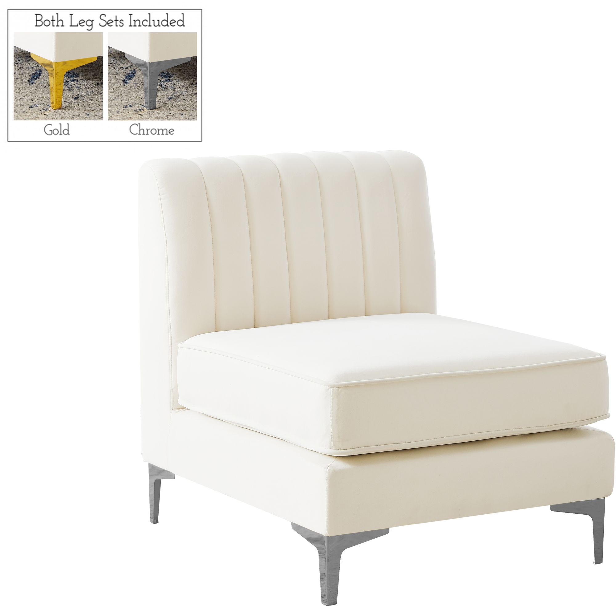 Alina Velvet Modular Armless Chair