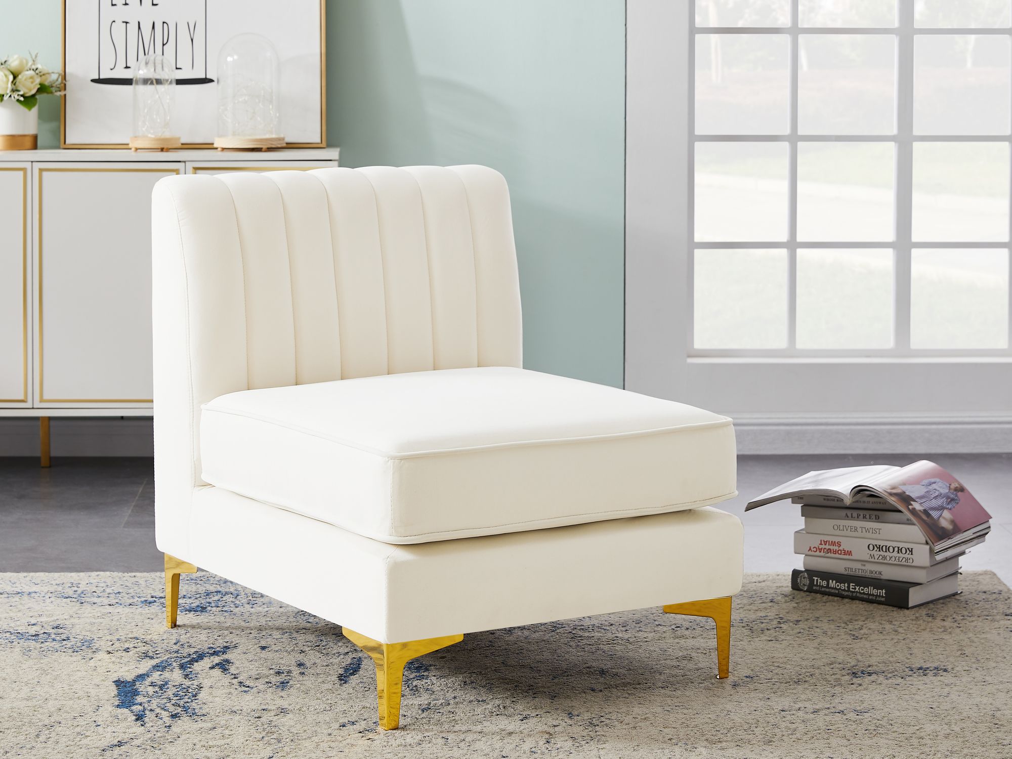Alina Velvet Modular Armless Chair