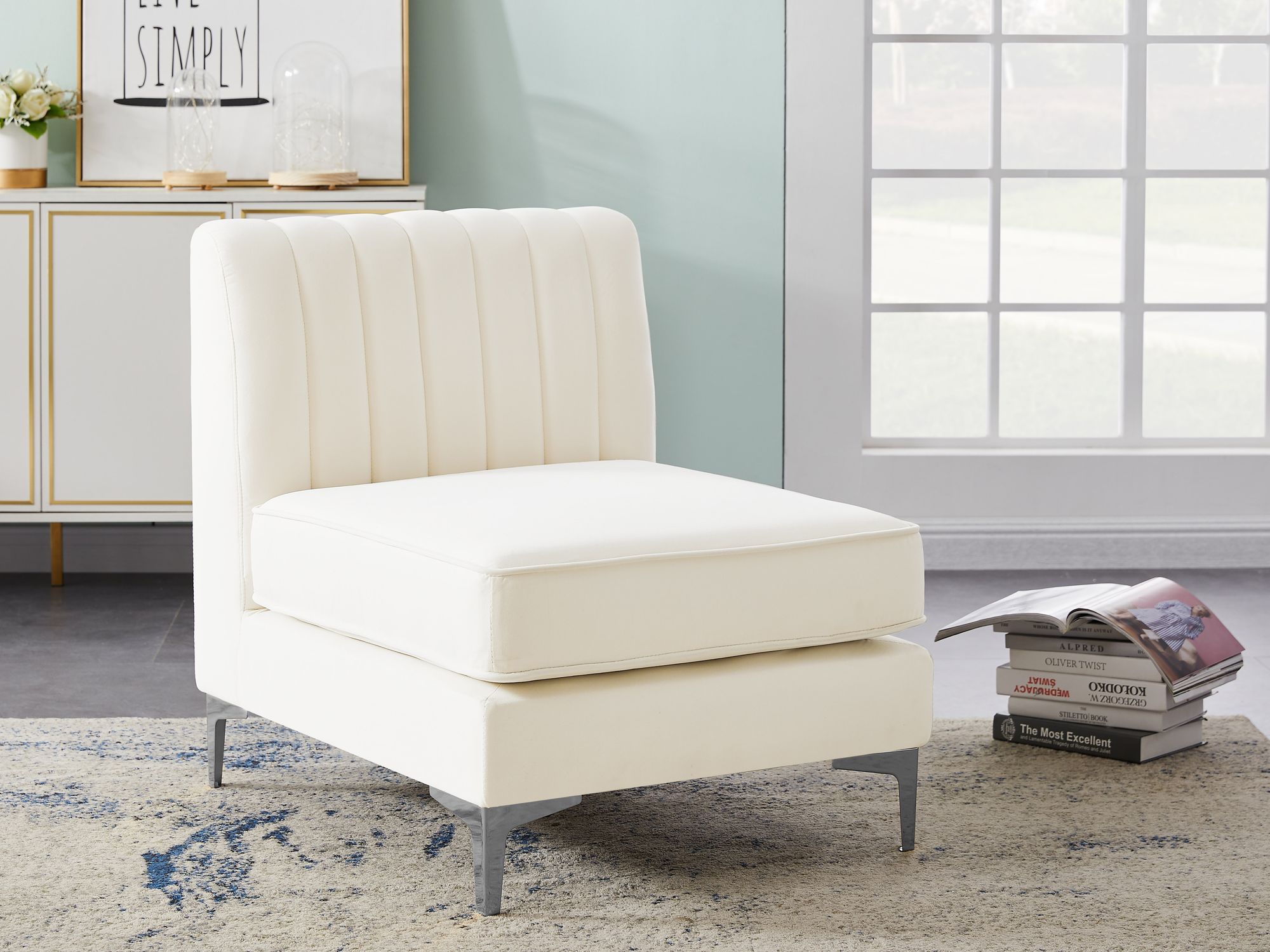Alina Velvet Modular Armless Chair