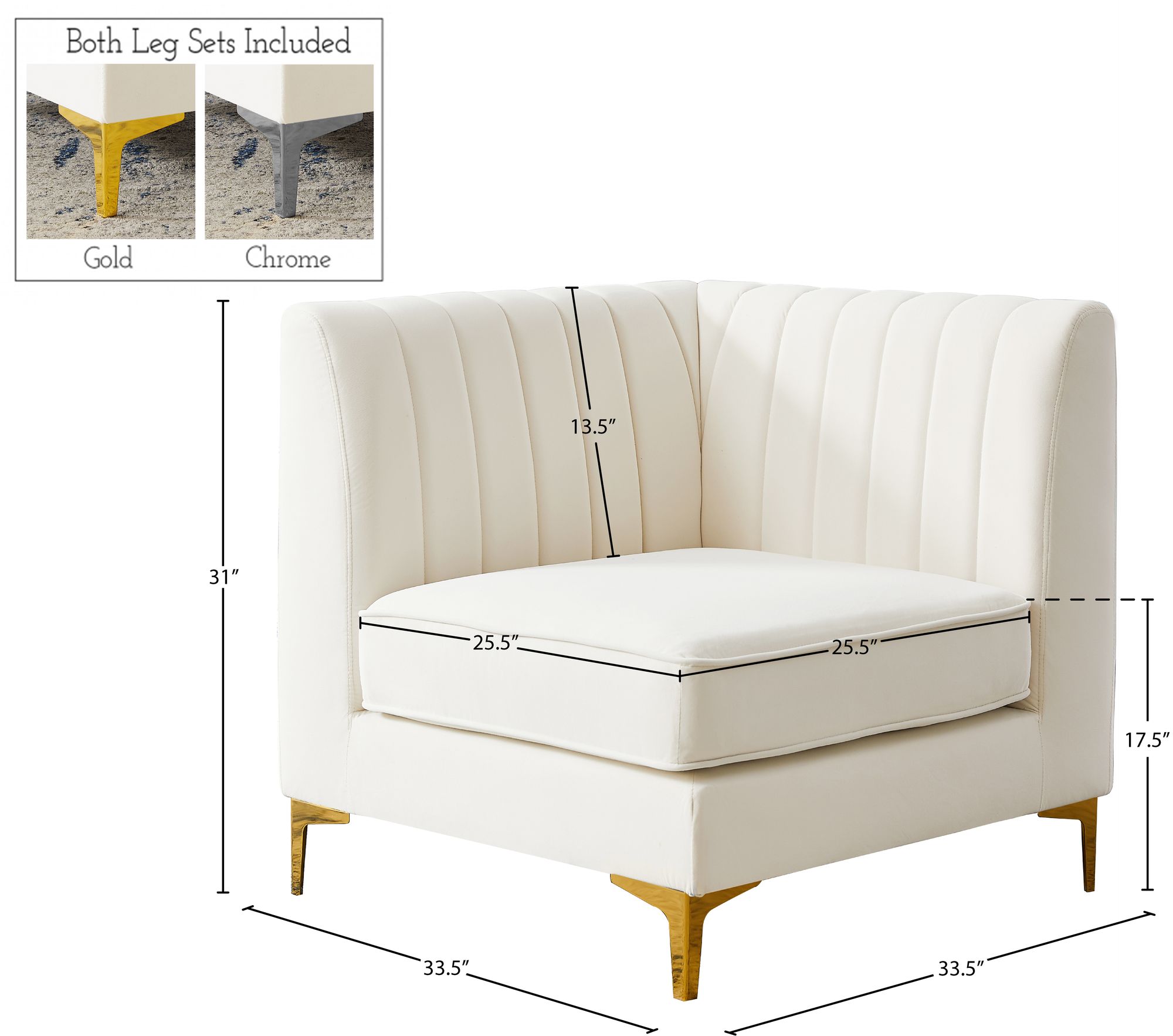 Alina Velvet Modular Corner Chair