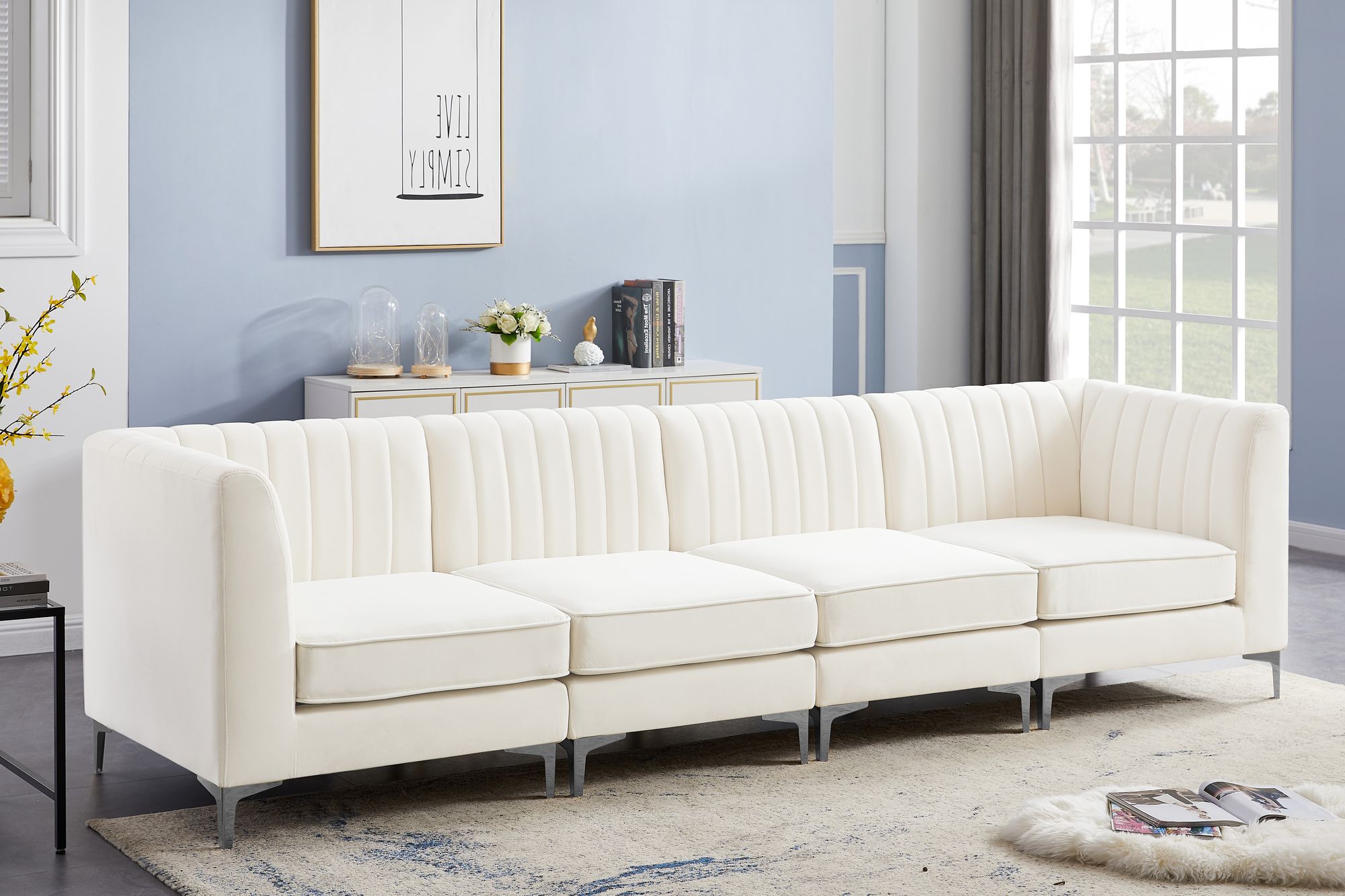 Alina 119" Velvet Modular Sofa