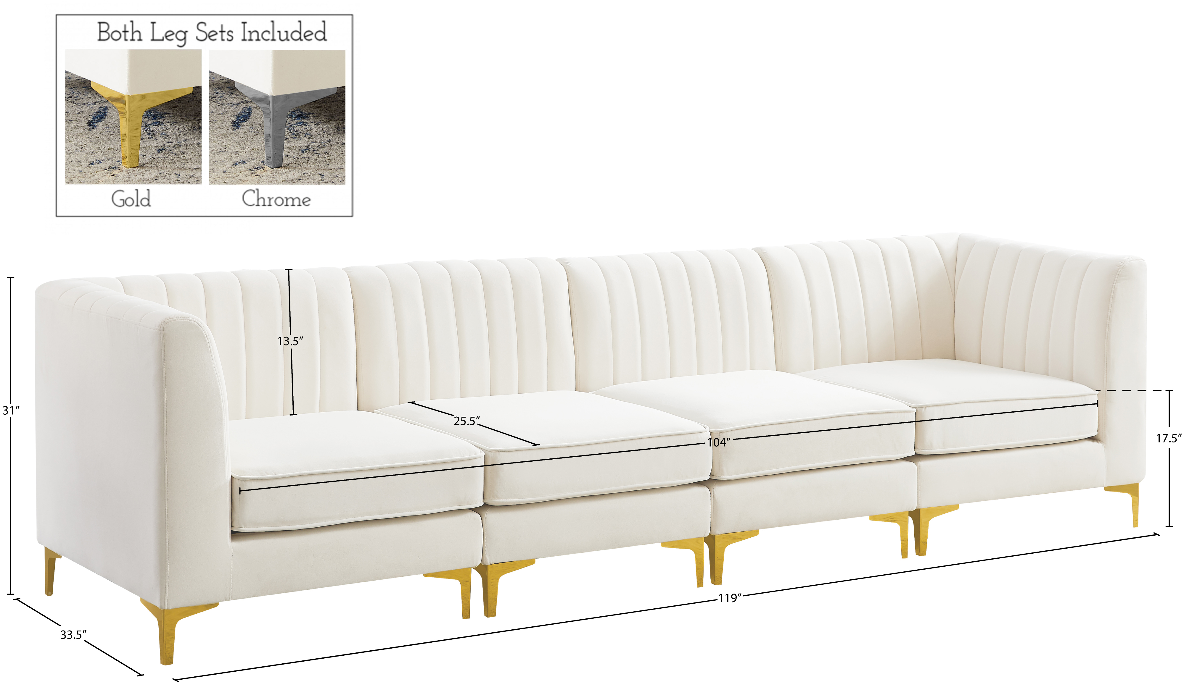 Alina 119" Velvet Modular Sofa