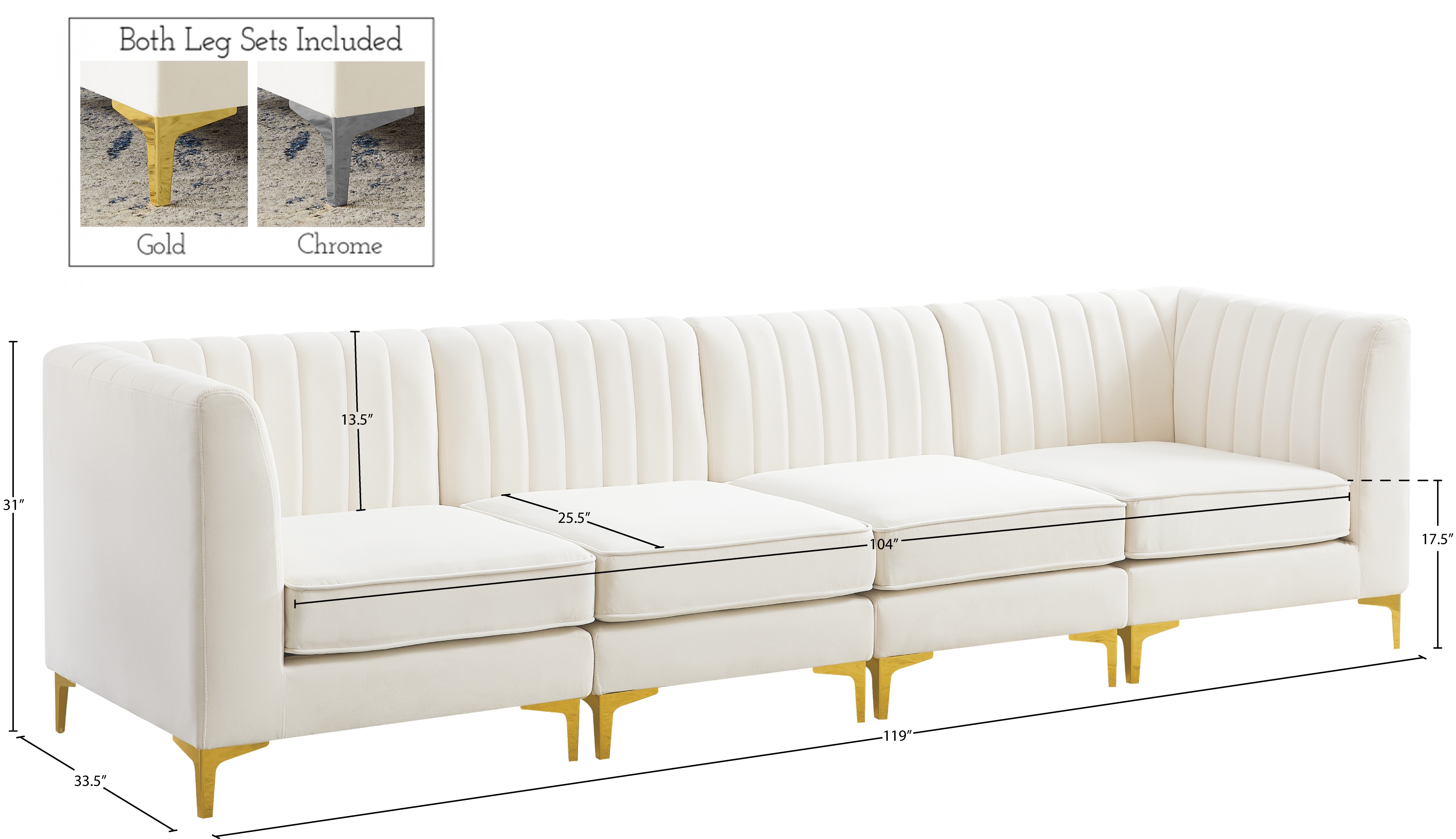 Alina 119" Velvet Modular Sofa
