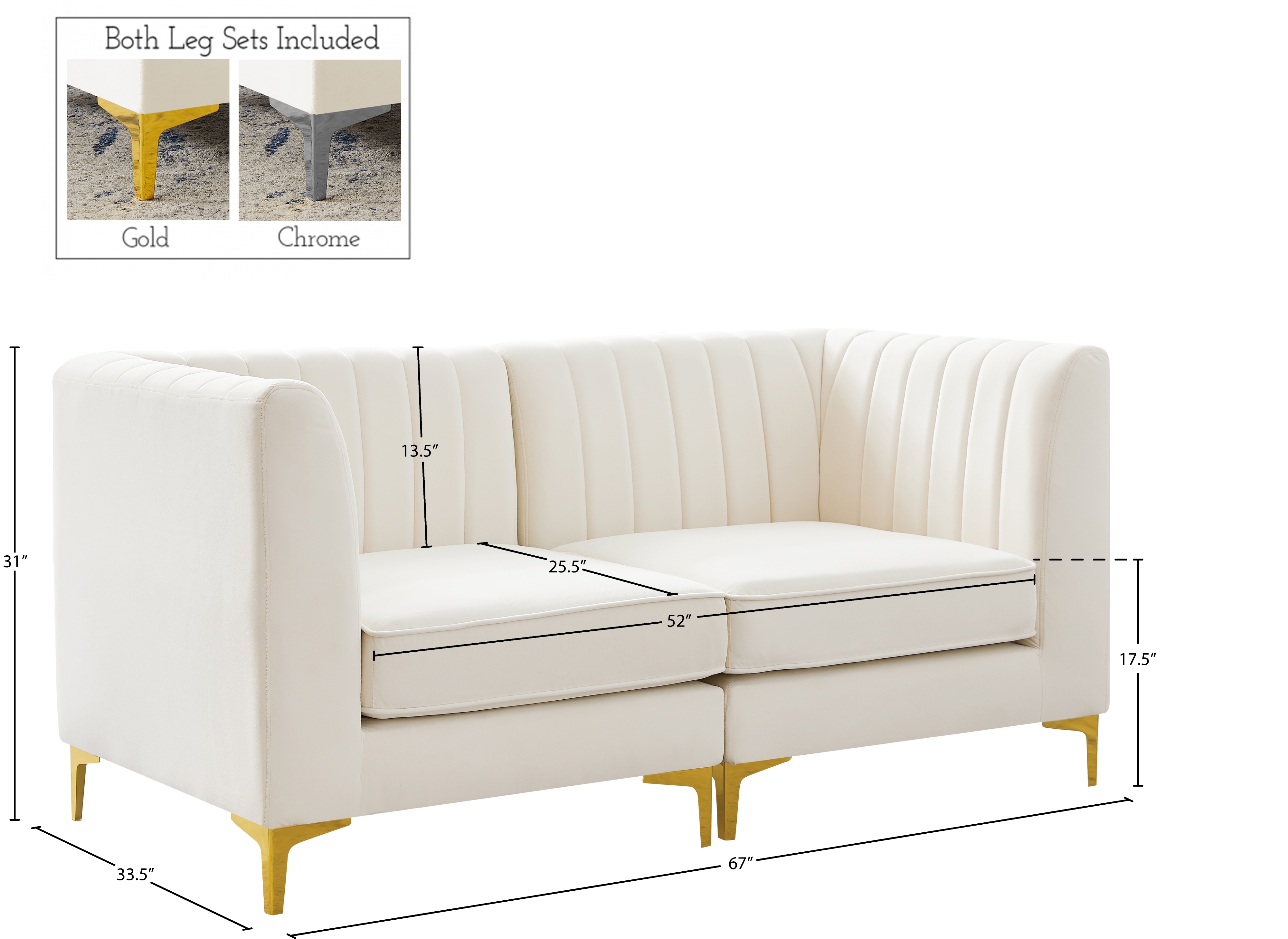 Alina 67" Velvet Modular Sofa