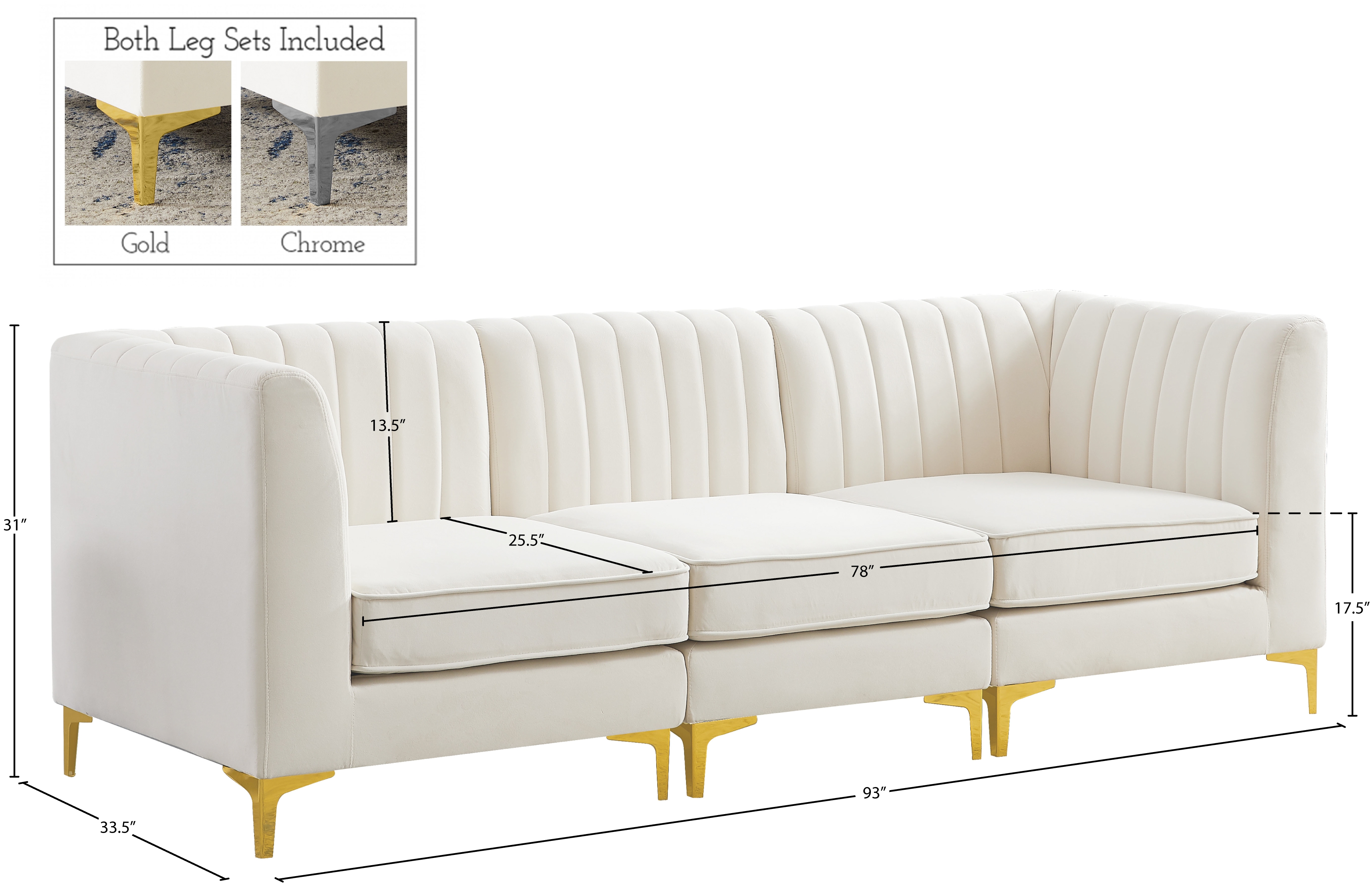 Alina 93" Velvet Modular Sofa