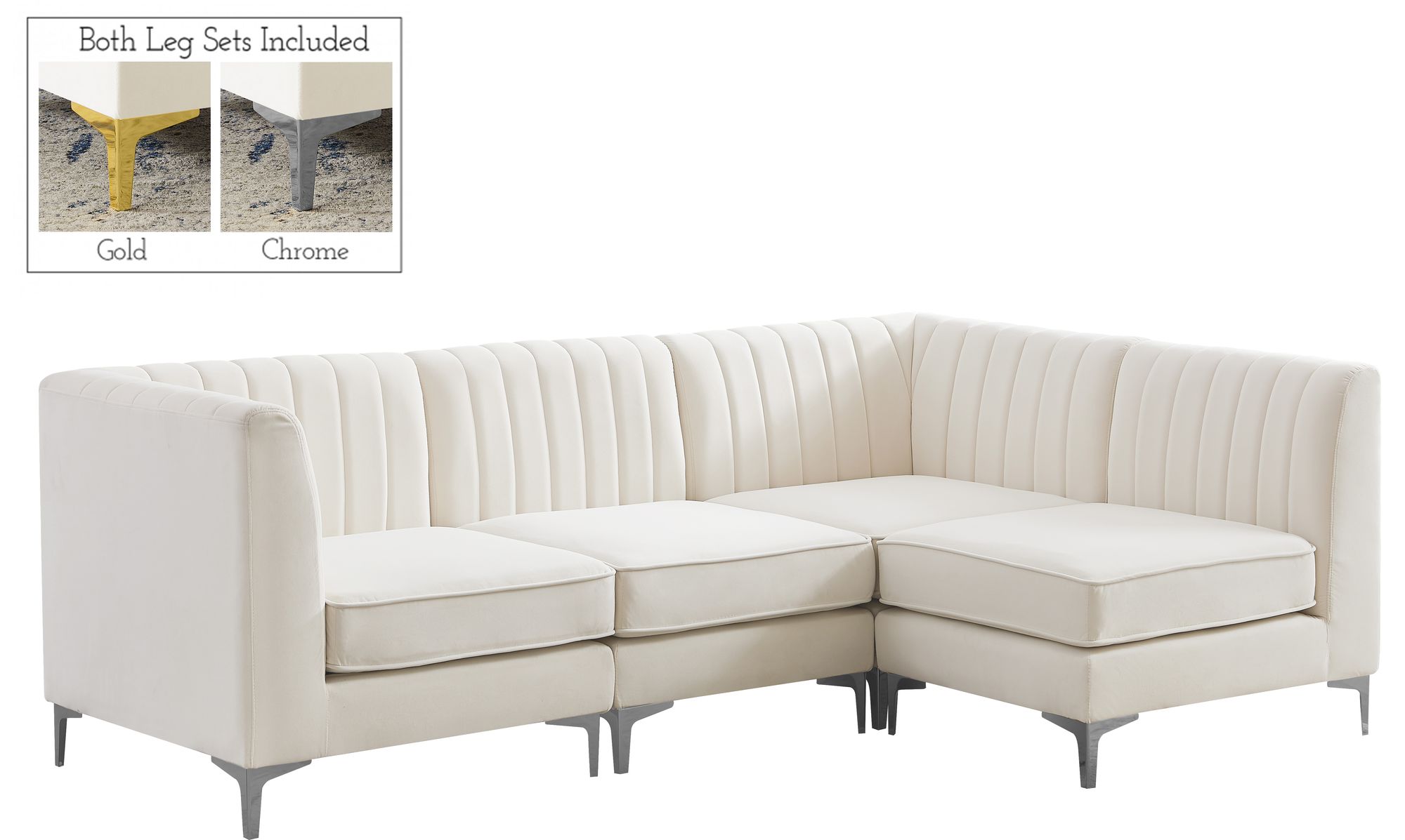 Alina 93" 4-Piece Velvet Modular Sectional