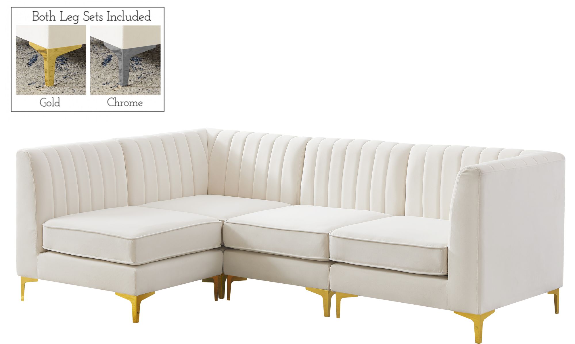Alina 93" 4-Piece Velvet Modular Sectional