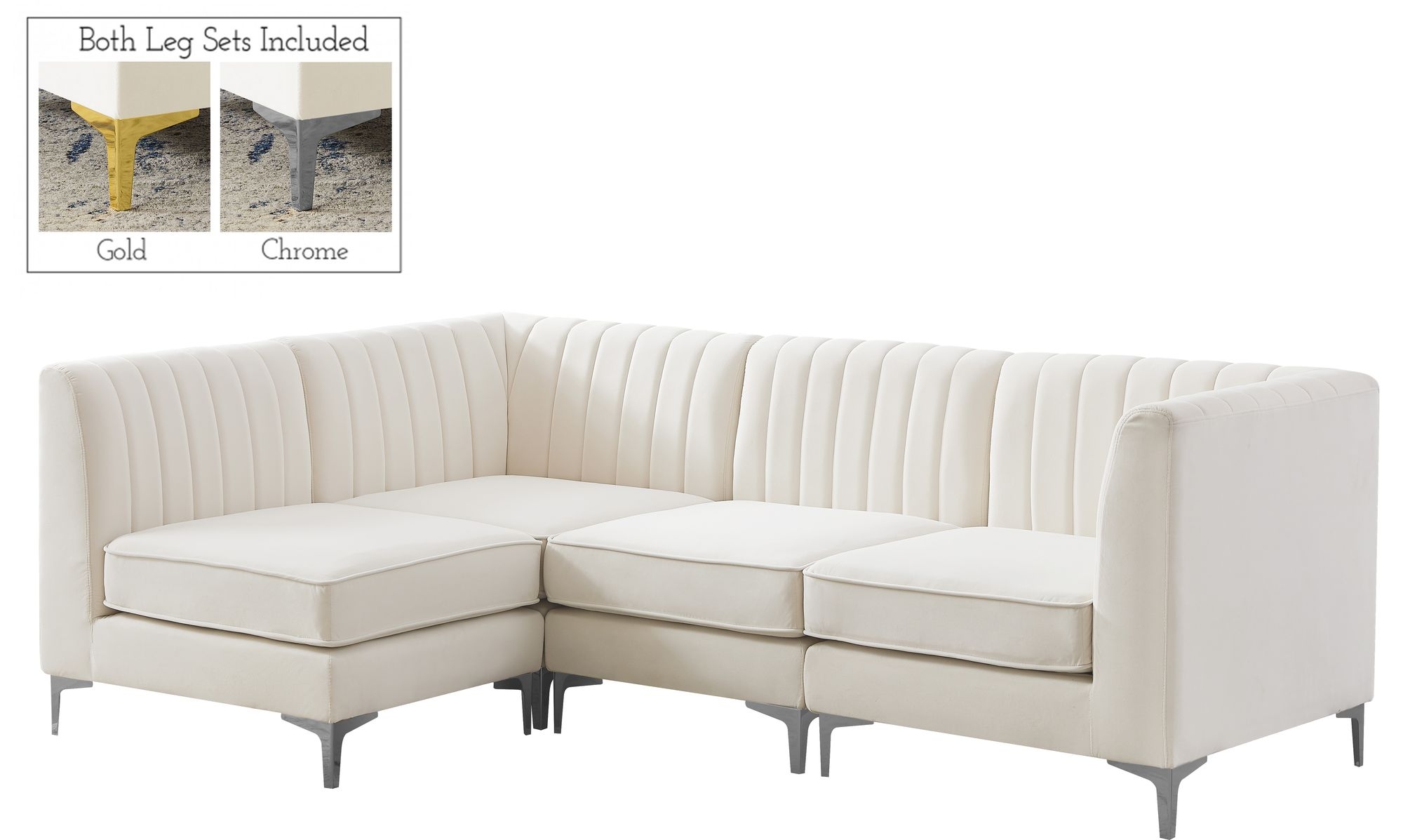 Alina 93" 4-Piece Velvet Modular Sectional
