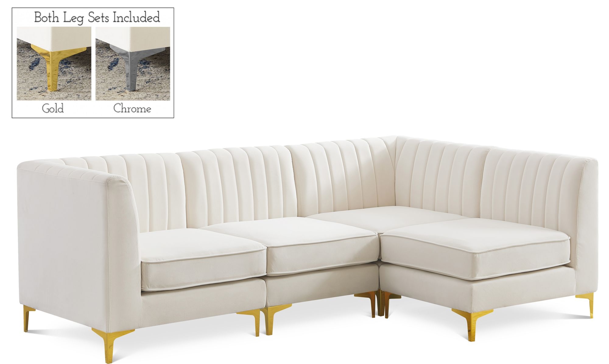 Alina 93" 4-Piece Velvet Modular Sectional