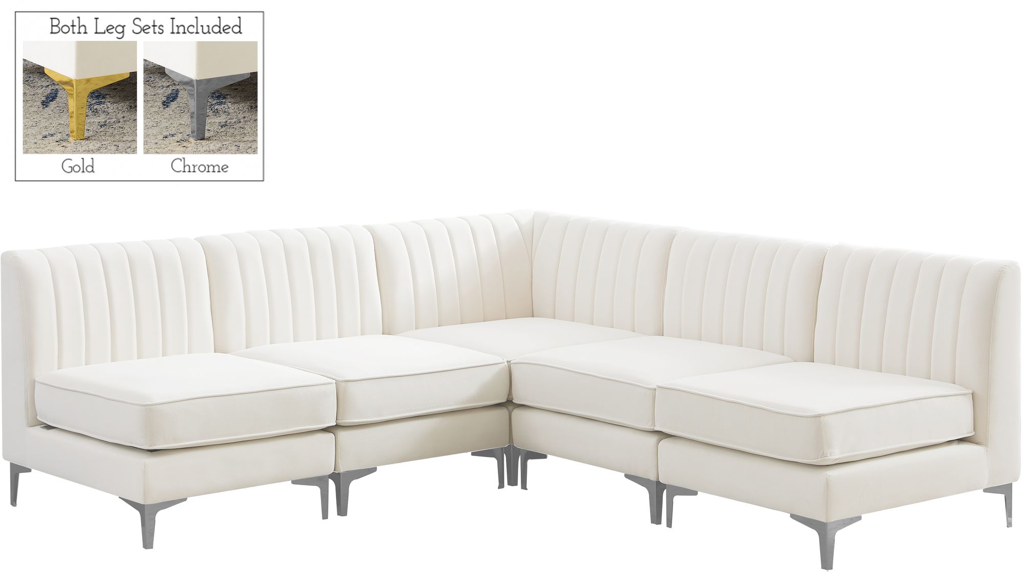 Alina 85.5" 5-Piece Velvet Modular Sectional