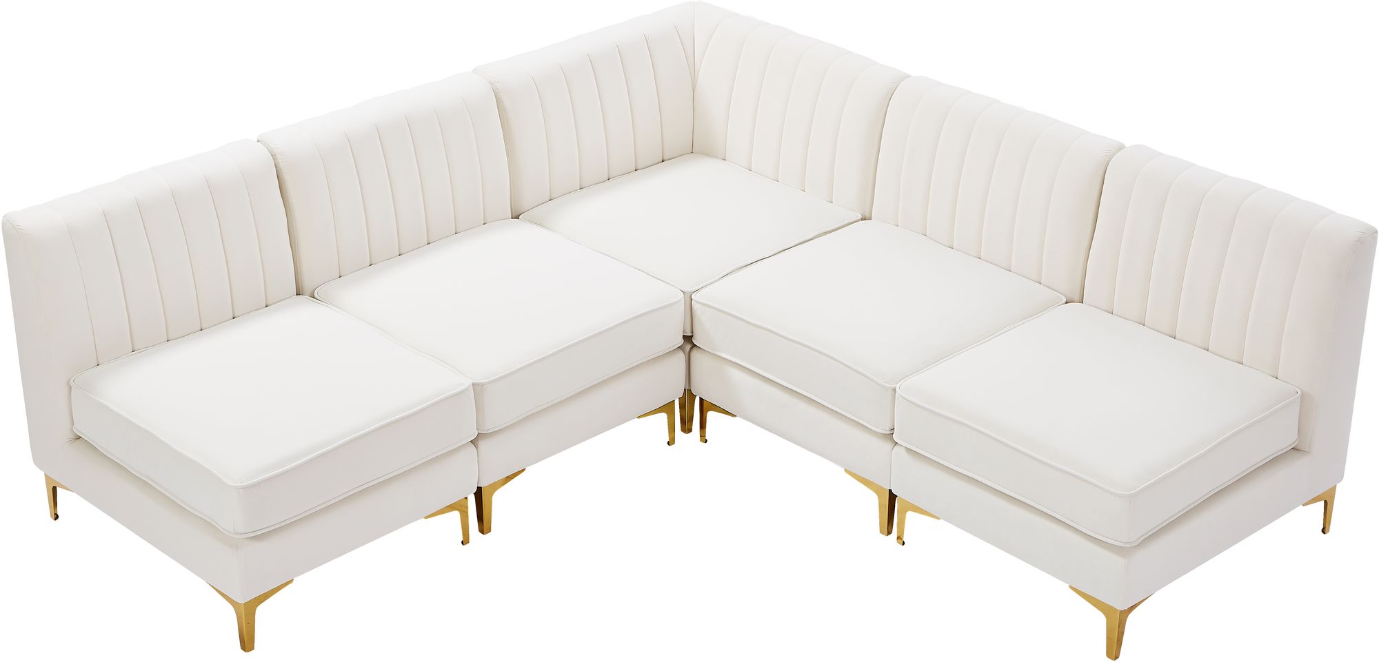 Alina 85.5" 5-Piece Velvet Modular Sectional