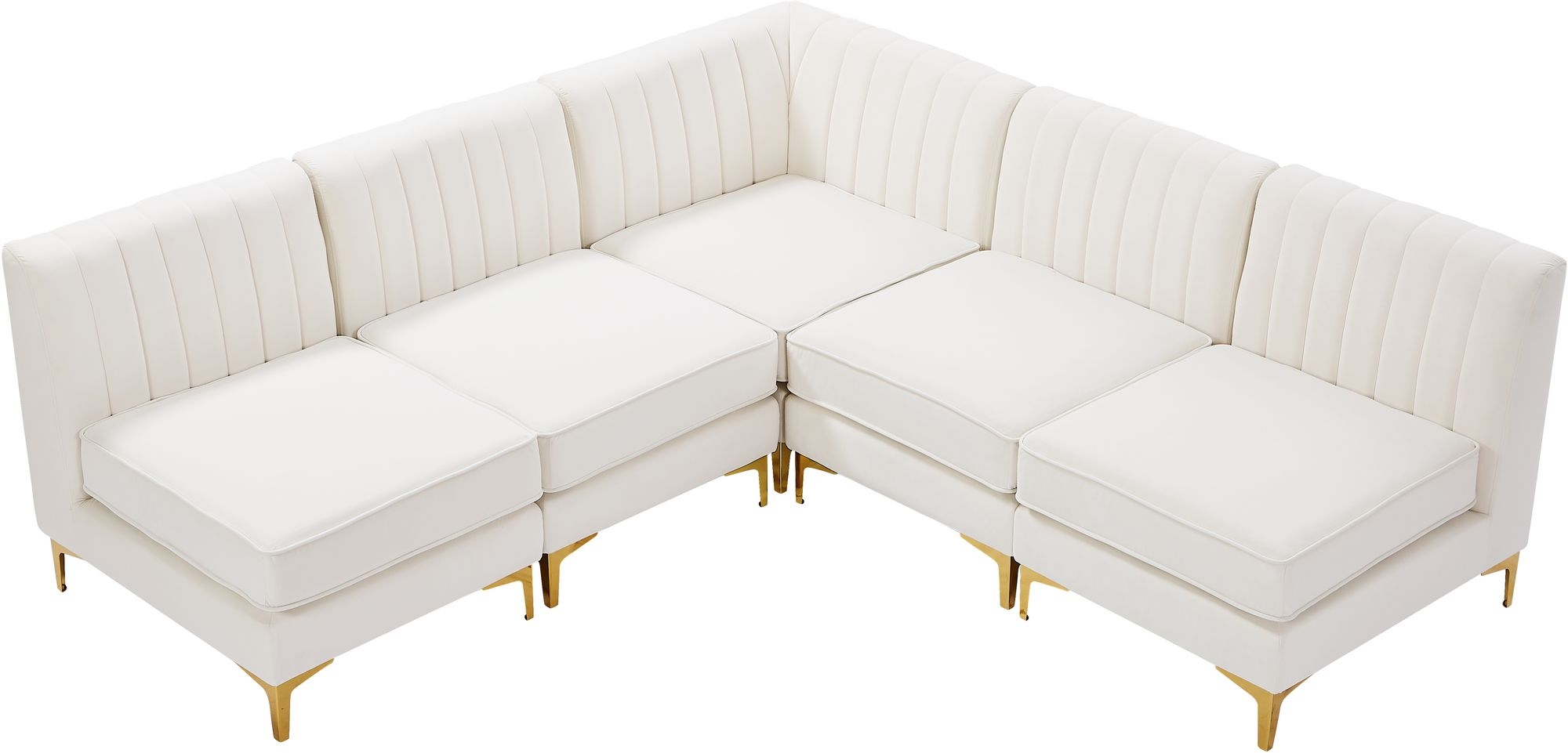 Alina 85.5" 5-Piece Velvet Modular Sectional