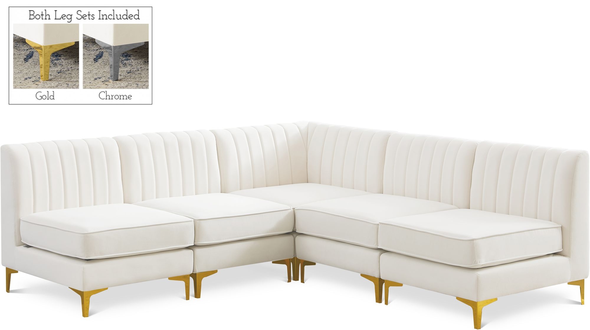 Alina 85.5" 5-Piece Velvet Modular Sectional