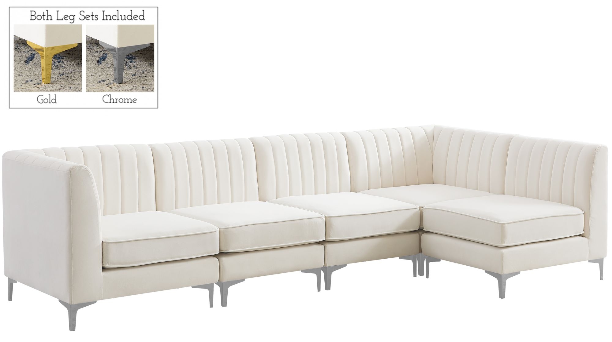 Alina 119" 5-Piece Velvet Modular Sectional