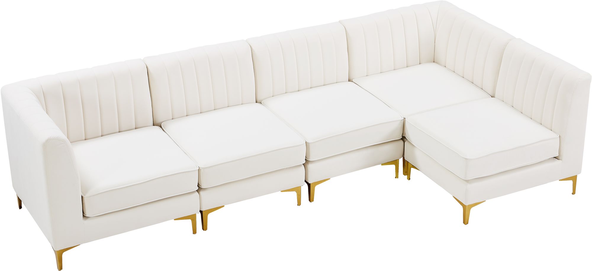 Alina 119" 5-Piece Velvet Modular Sectional