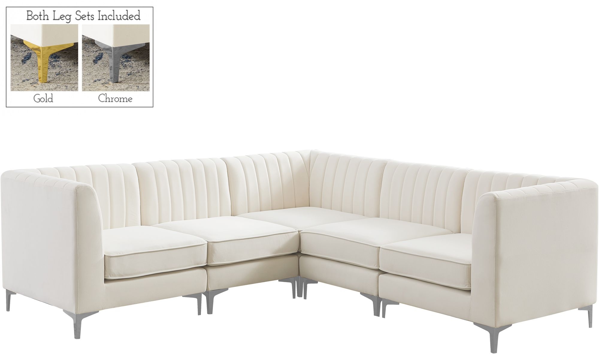 Alina 93" 5-Piece Velvet Modular Sectional