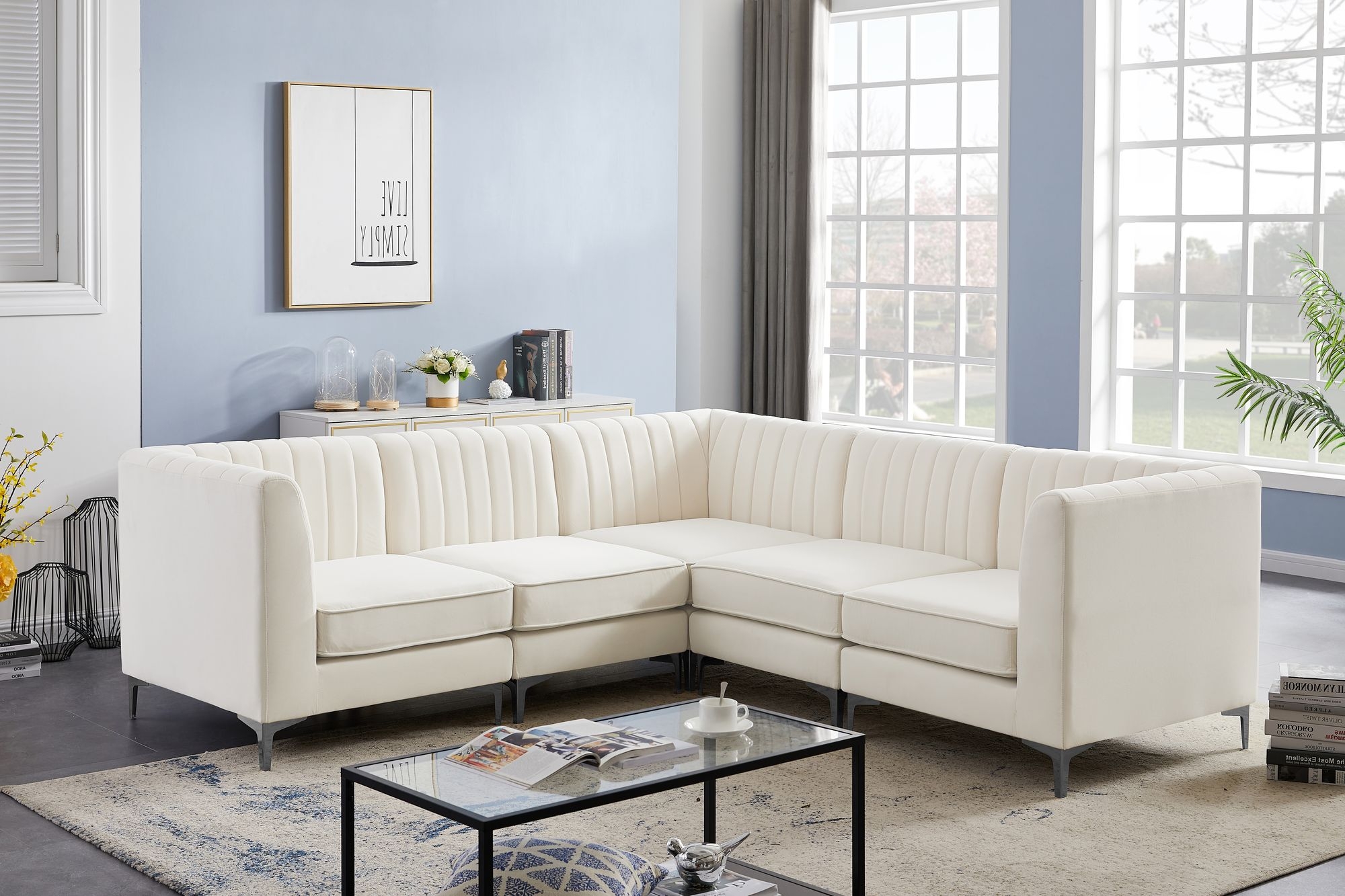 Alina 93" 5-Piece Velvet Modular Sectional